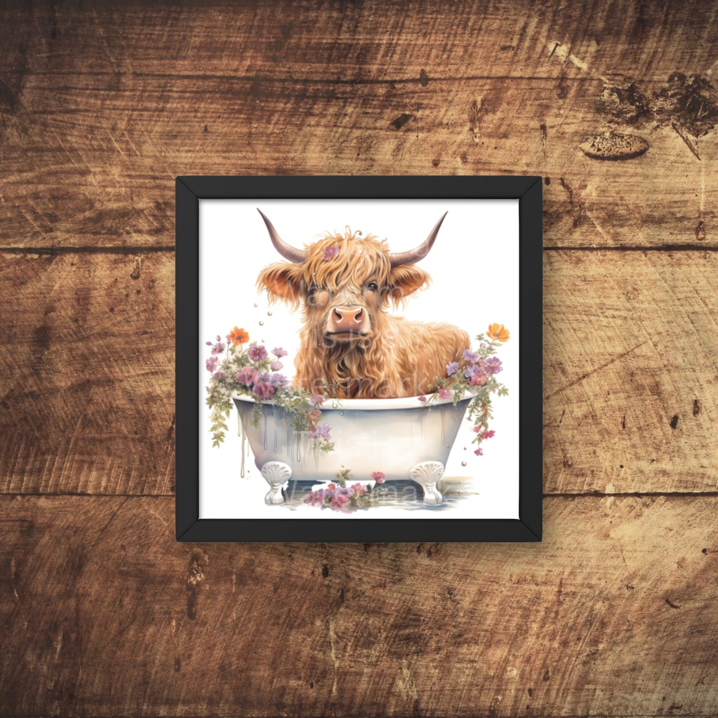 Highland Cow in Badewanne 6+6 PNG Bundle für Sublimation & Clipart
