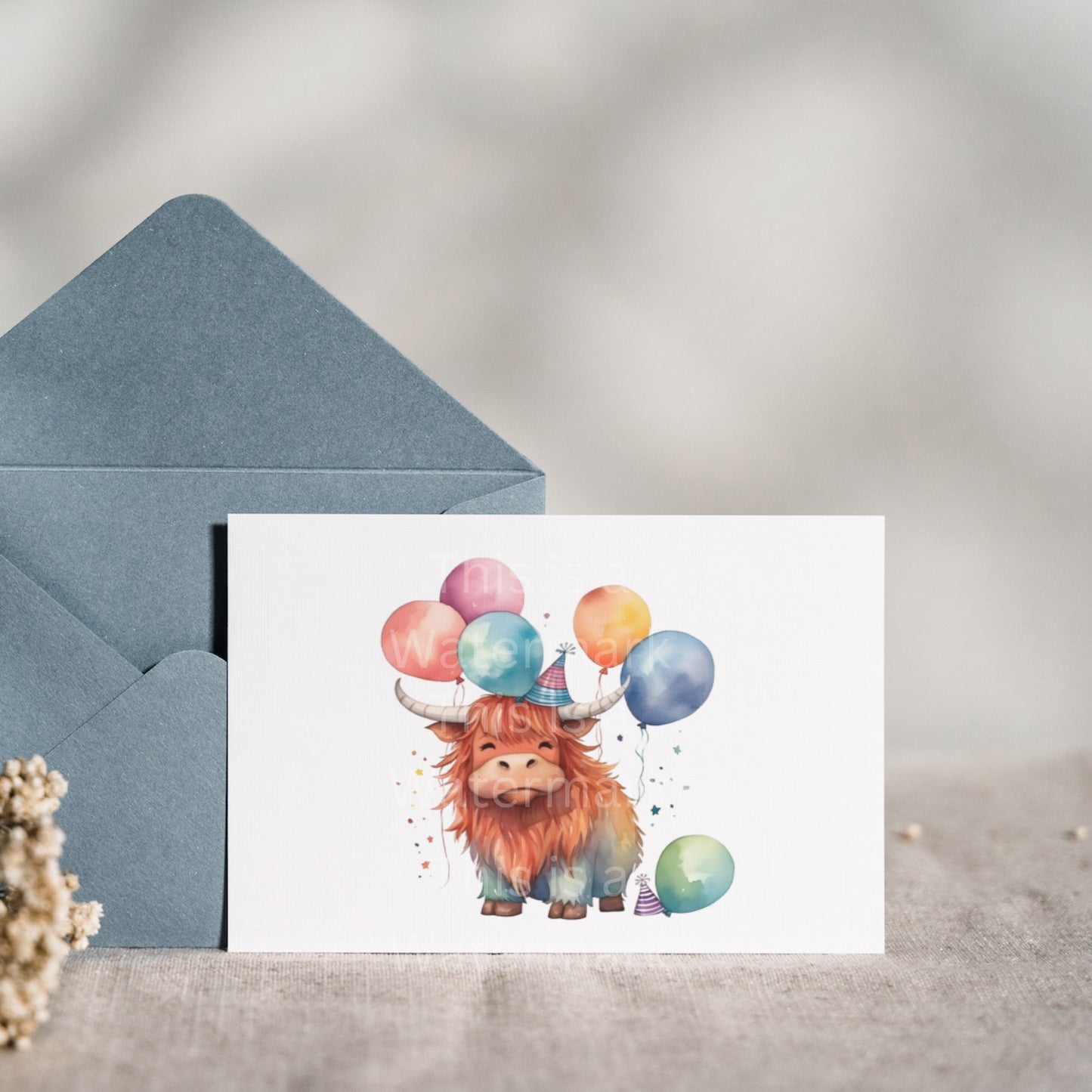 Highland Cows at Birthday 6+6 PNG Bundle für Sublimation & Clipart