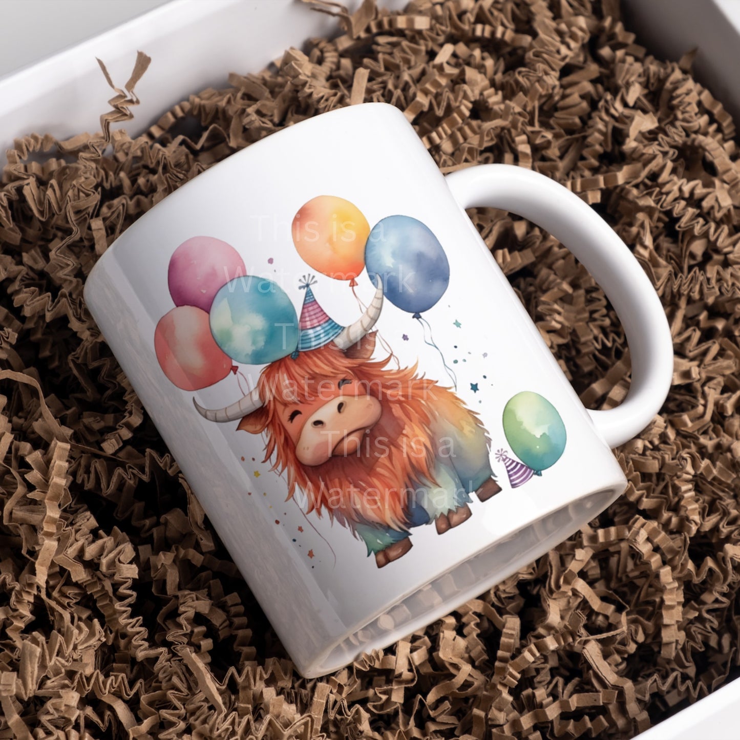 Highland Cows at Birthday 6+6 PNG Bundle für Sublimation & Clipart