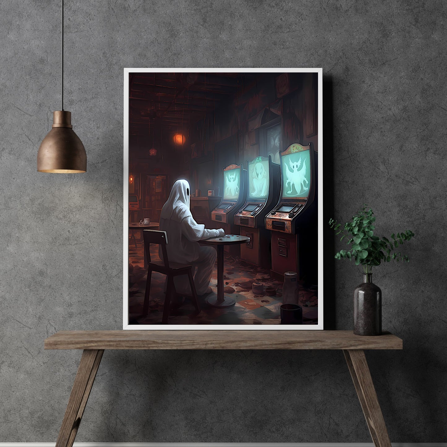 Ghost in an Abandoned Casino Gothic Wall Art Paper Poster Prints Spooky Decor Dark Academia Dark Cottagecore Nostalgia Poster Gothic Retro Ghost Wall Art Witchy Decor