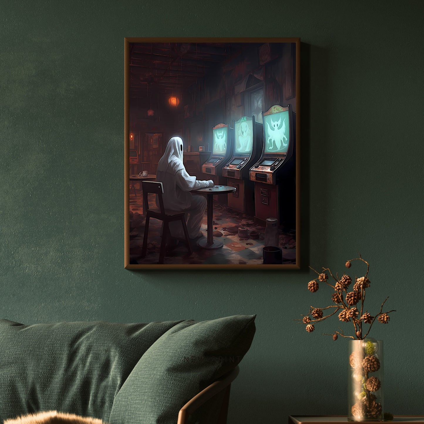 Ghost in an Abandoned Casino Gothic Wall Art Paper Poster Prints Spooky Decor Dark Academia Dark Cottagecore Nostalgia Poster Gothic Retro Ghost Wall Art Witchy Decor