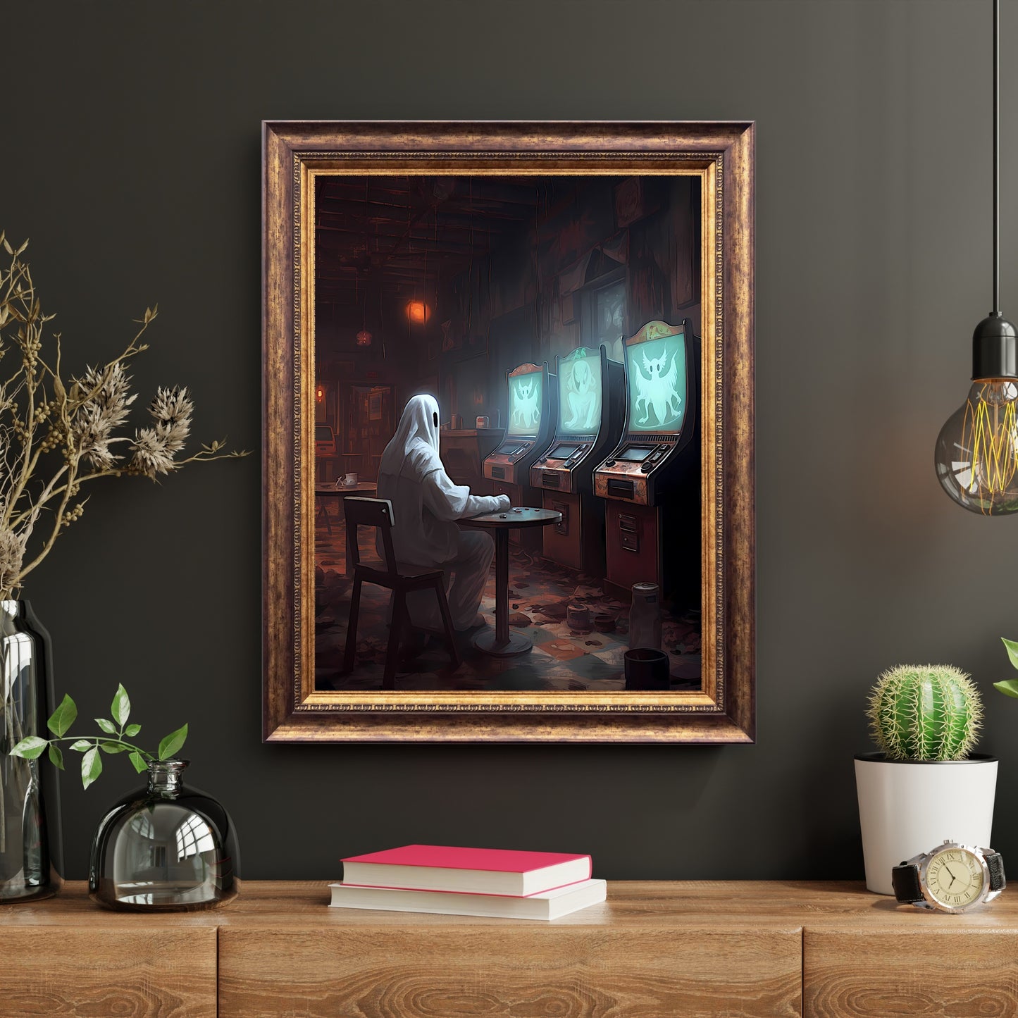 Ghost in an Abandoned Casino Gothic Wall Art Paper Poster Prints Spooky Decor Dark Academia Dark Cottagecore Nostalgia Poster Gothic Retro Ghost Wall Art Witchy Decor