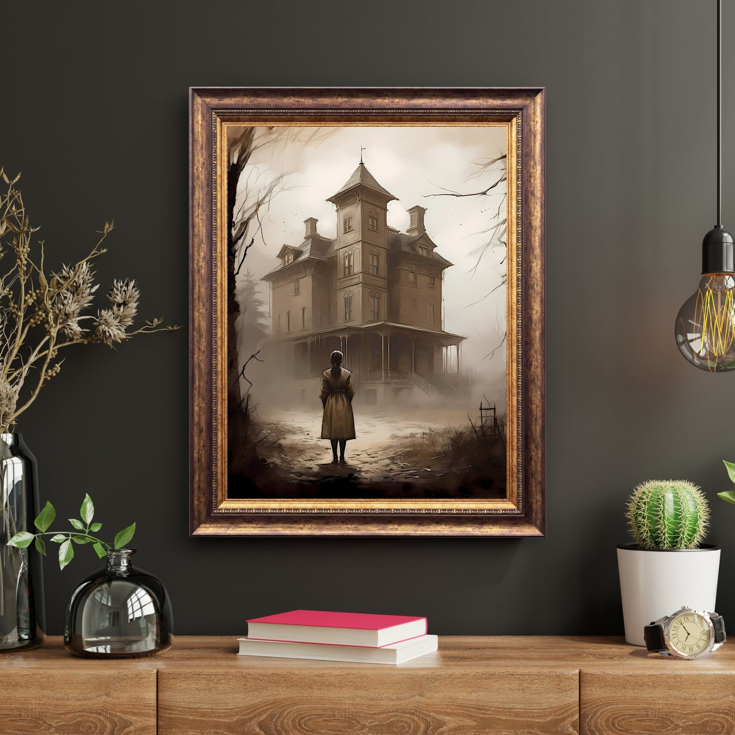 Abandoned Mansion Haunted House Paper Poster Prints Dark Spooky Decor Creepy Goth Wall Art Eerie Painting Dark Cottagecore Gothic Retro Wall Art