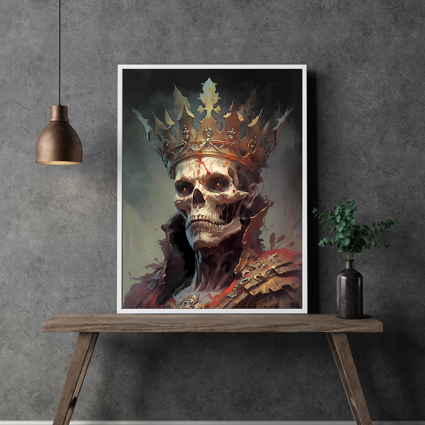 King of Death Gothic Wall Art Paper Poster Prints Wall Art Skull Portrait Gothic Home Decor Dark Academia Print Macabre Fantasy Painting Whimsigoth