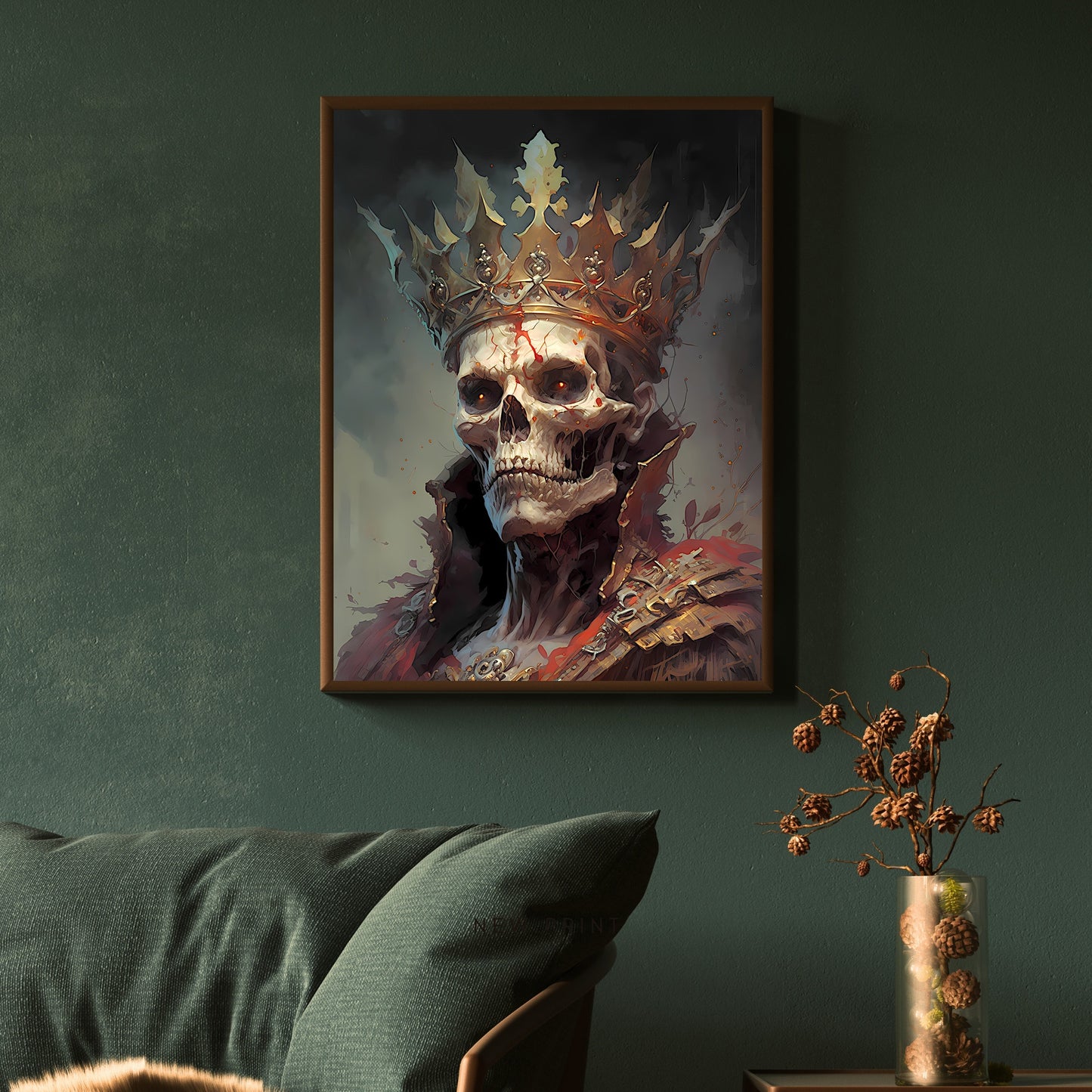 King of Death Gothic Wall Art Paper Poster Prints Wall Art Skull Portrait Gothic Home Decor Dark Academia Print Macabre Fantasy Painting Whimsigoth