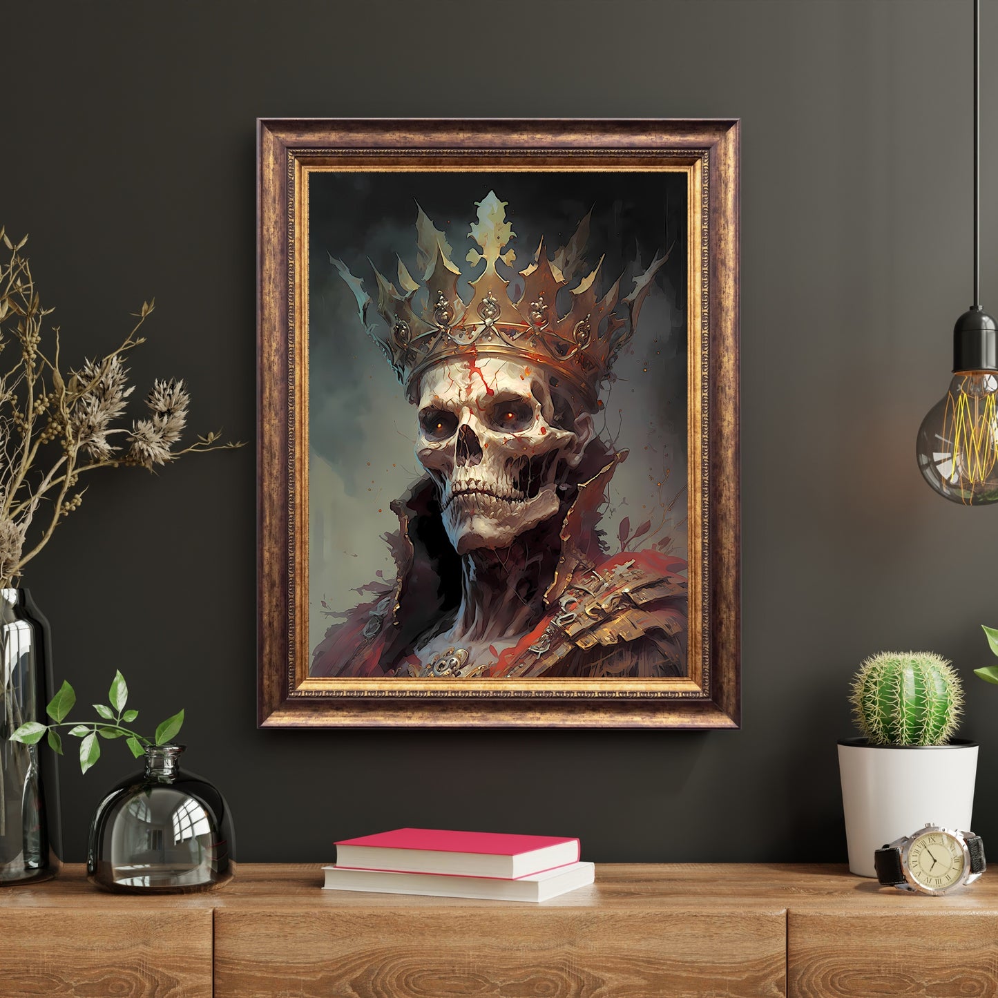 King of Death Gothic Wall Art Paper Poster Prints Wall Art Skull Portrait Gothic Home Decor Dark Academia Print Macabre Fantasy Painting Whimsigoth