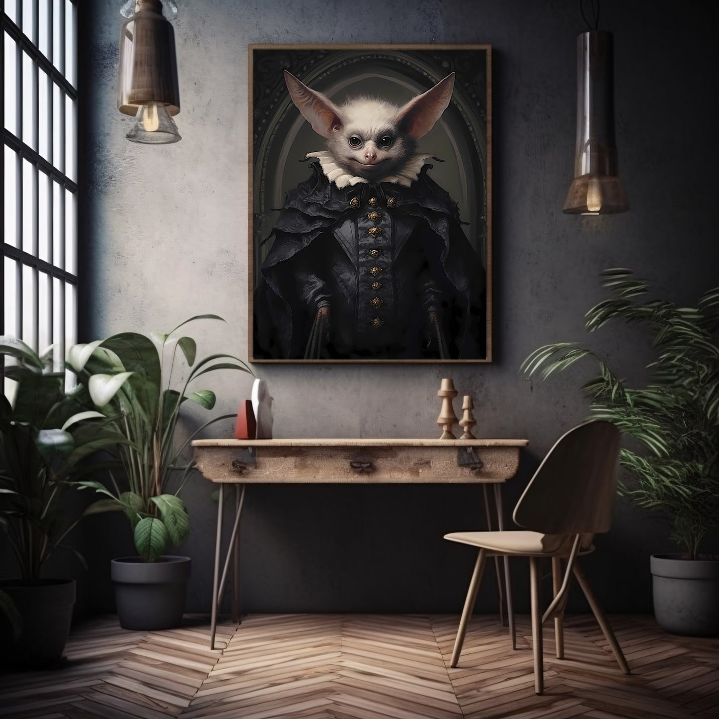 King Bat Gothic Portrait Gothic Wall Art Paper Poster Prints Vintage Dark Academia Print Dark Aesthetic Room Decor Victorian Vampire King and Queen Portrait