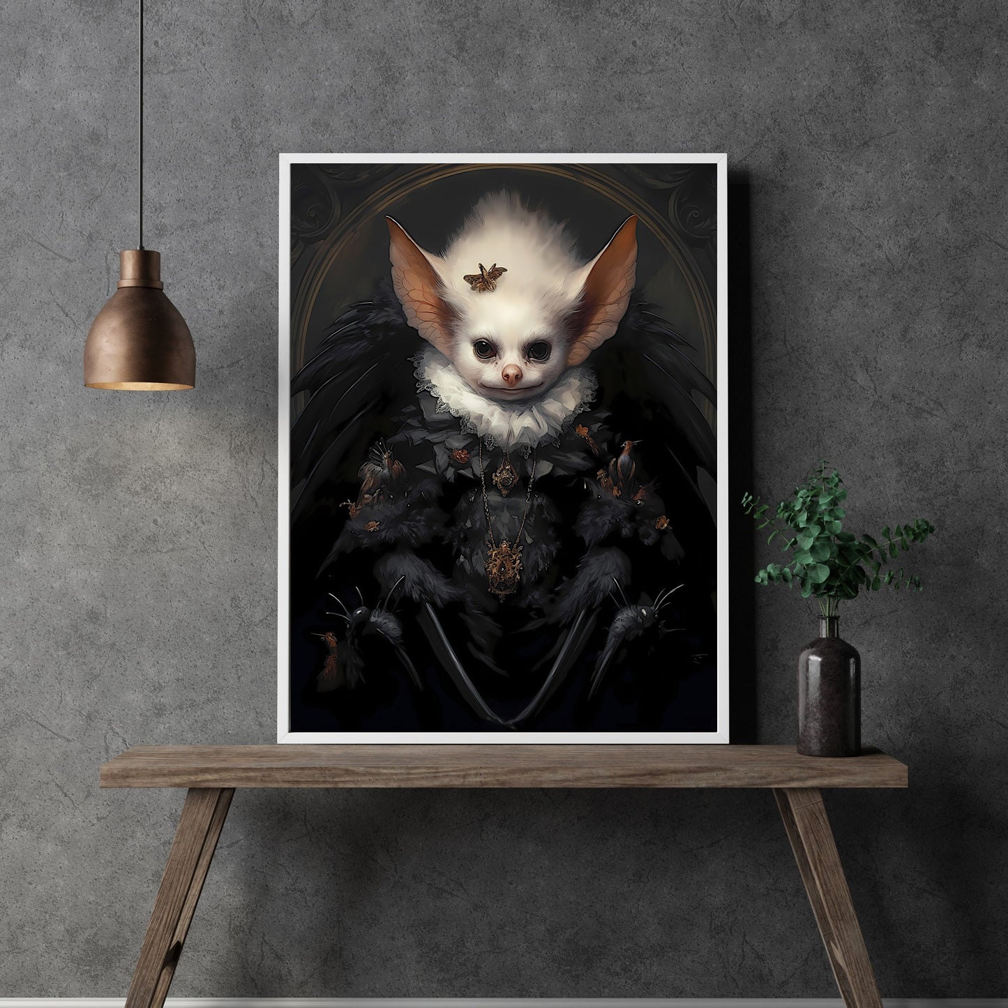 Queen Bat Gothic Portrait Papier Poster Drucke Wandkunst Vintage Dark Academia Print Dark Aesthetic Room Decor Viktorianisches Vampir King & Queen Portrait