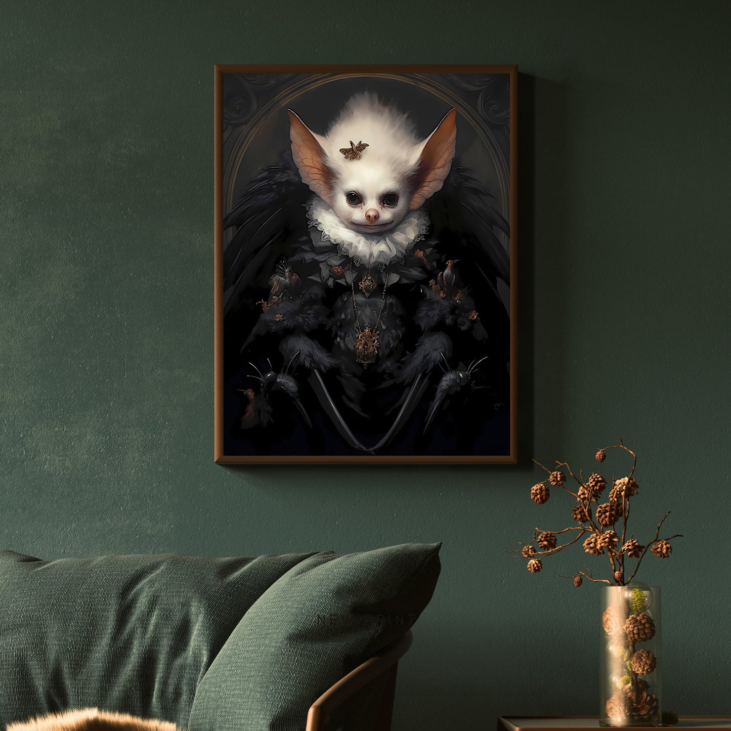Queen Bat Gothic Portrait Papier Poster Drucke Wandkunst Vintage Dark Academia Print Dark Aesthetic Room Decor Viktorianisches Vampir King & Queen Portrait