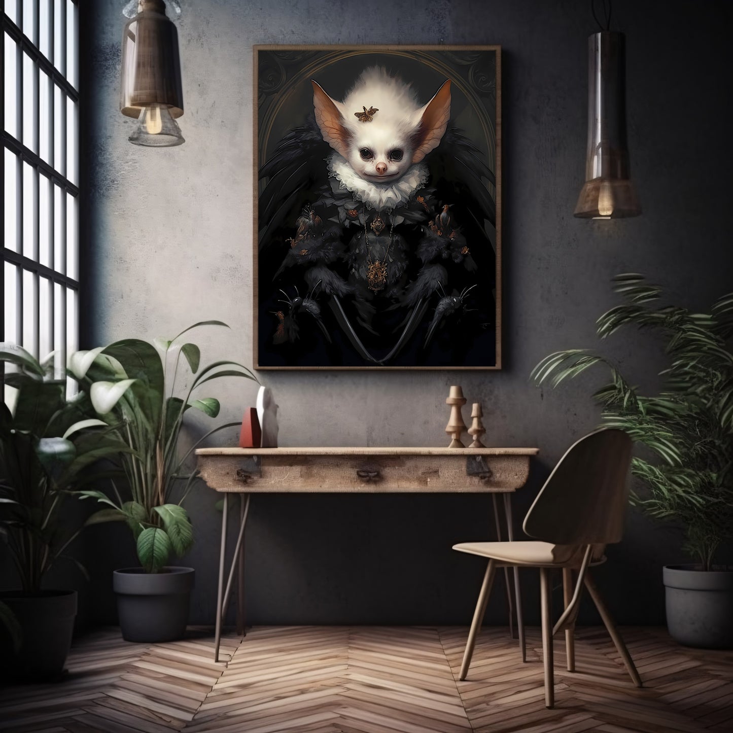 Queen Bat Gothic Portrait Papier Poster Drucke Wandkunst Vintage Dark Academia Print Dark Aesthetic Room Decor Viktorianisches Vampir King & Queen Portrait