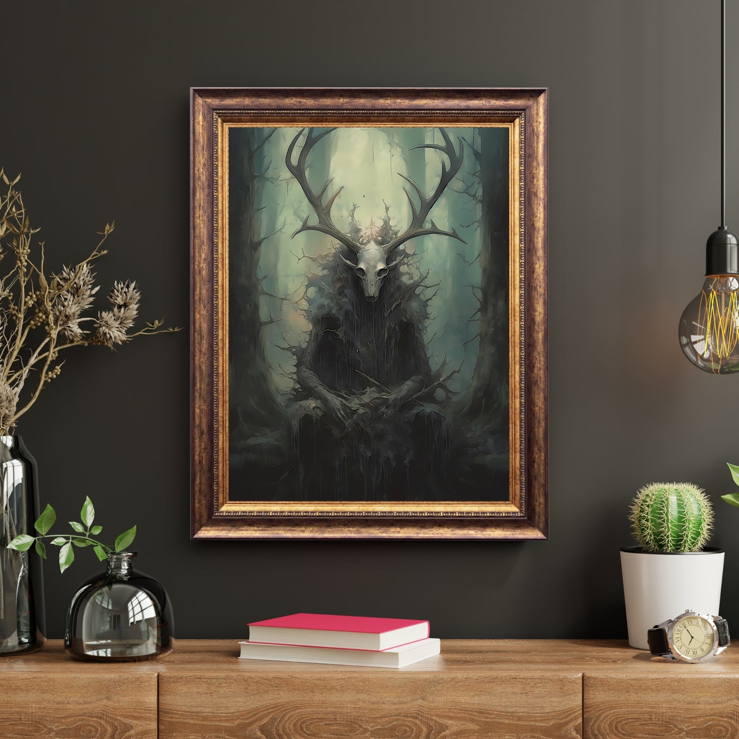 Druid in Woodland Dark Cottagecore Paper Poster Prints Wall Art Vintage Dark Academia Print Dark Aesthetic Room Decor Gothic Occult Witchcraft Print