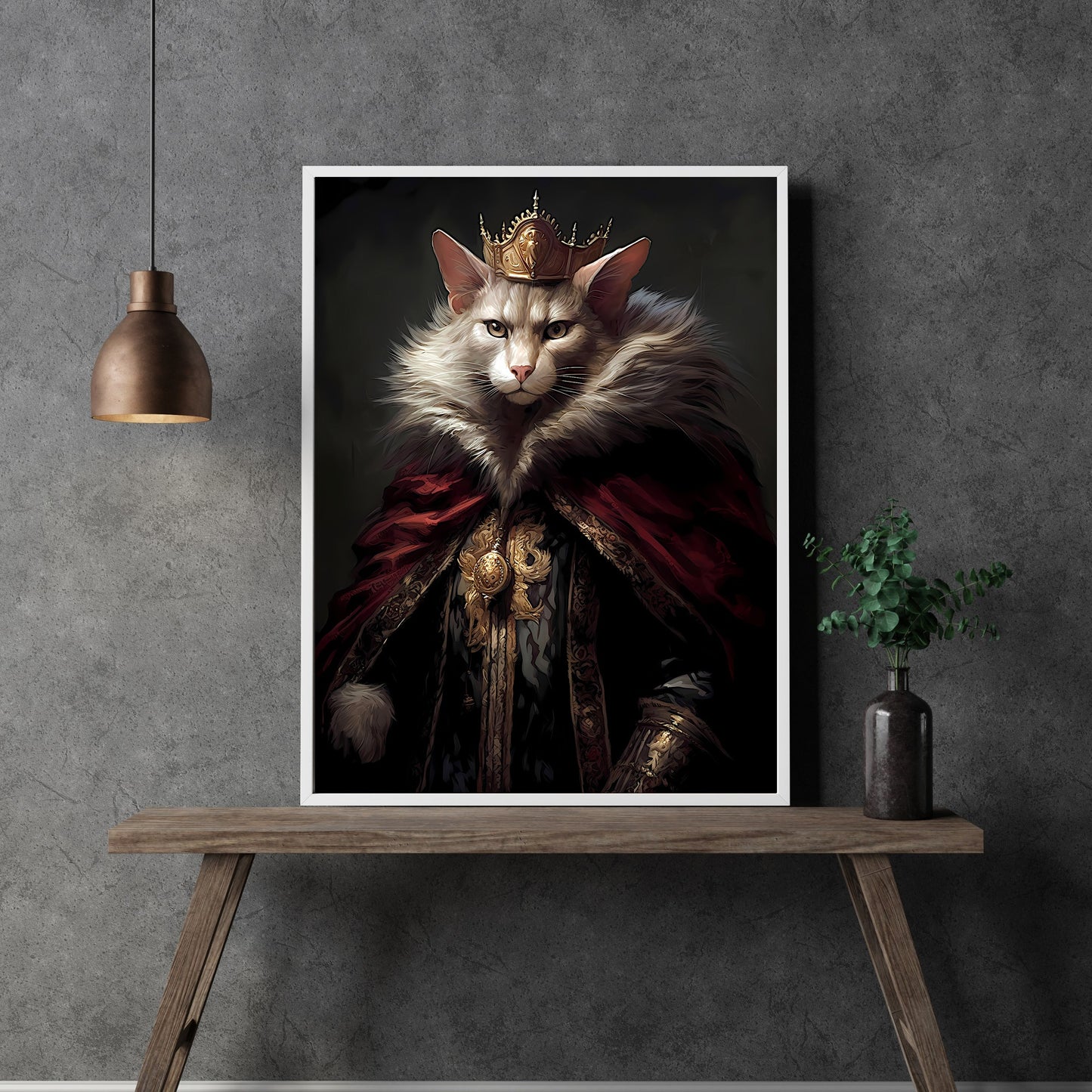 Sir Furalot King of Cats Paper Poster Prints Wall Art Vintage Dark Academia Print Dark Aestetic Cat Portrait Funny Eclectic Animal Lover Gift