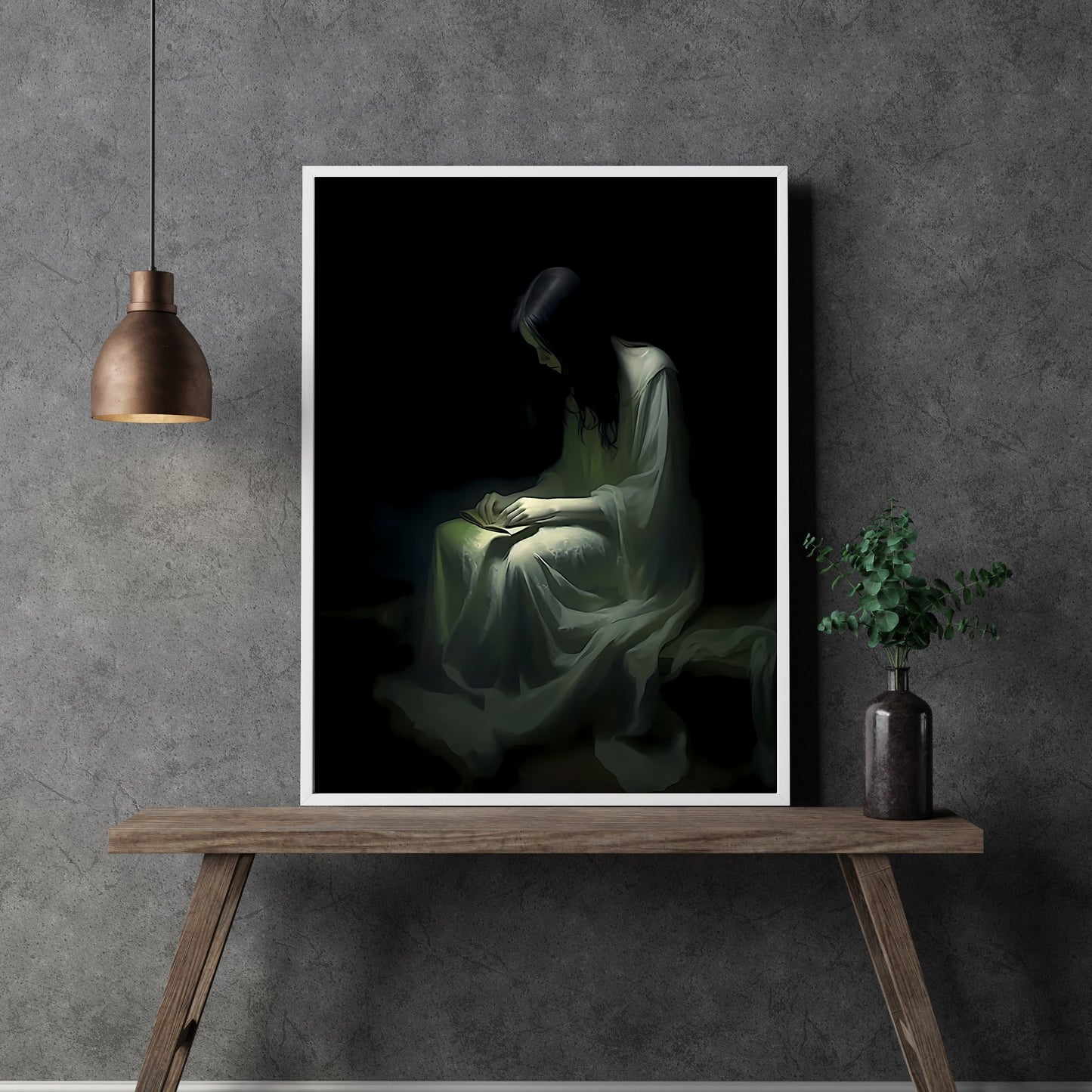 Lonely Haunting Ghost Papierposter, Drucke, dunkle Wandkunst, gruselige Dekoration, Fantasy-Poster, Dark Academia, Dark Cottagecore, Gothic, Retro, Geist, Wicca-Poster