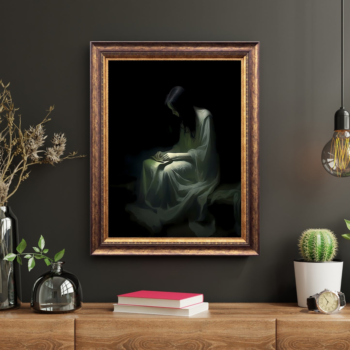 Lonely Haunting Ghost Papierposter, Drucke, dunkle Wandkunst, gruselige Dekoration, Fantasy-Poster, Dark Academia, Dark Cottagecore, Gothic, Retro, Geist, Wicca-Poster