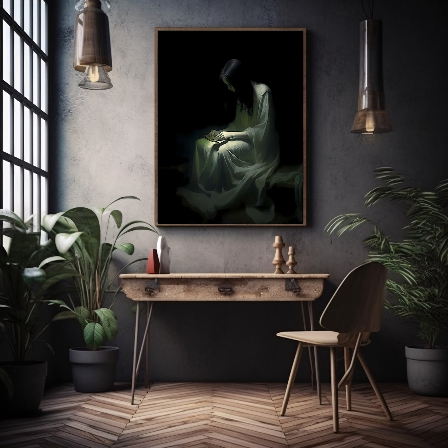 Lonely Haunting Ghost Papierposter, Drucke, dunkle Wandkunst, gruselige Dekoration, Fantasy-Poster, Dark Academia, Dark Cottagecore, Gothic, Retro, Geist, Wicca-Poster