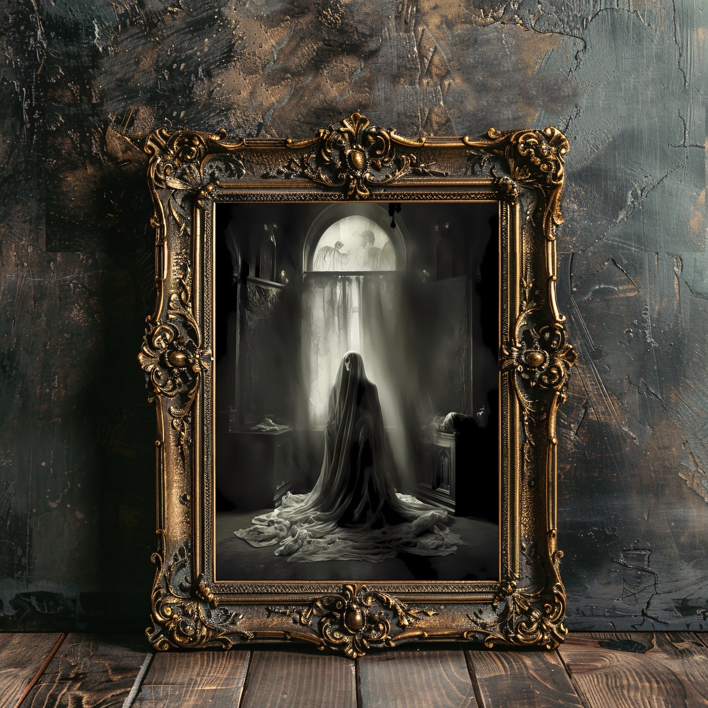 Inside Abandoned Mansion Spukhaus Papier Poster Drucke Dunkle Gruselige Dekoration Gruselige Goth Wandkunst Gemälde Dunkle Cottagecore Gothic Retro Wandkunst