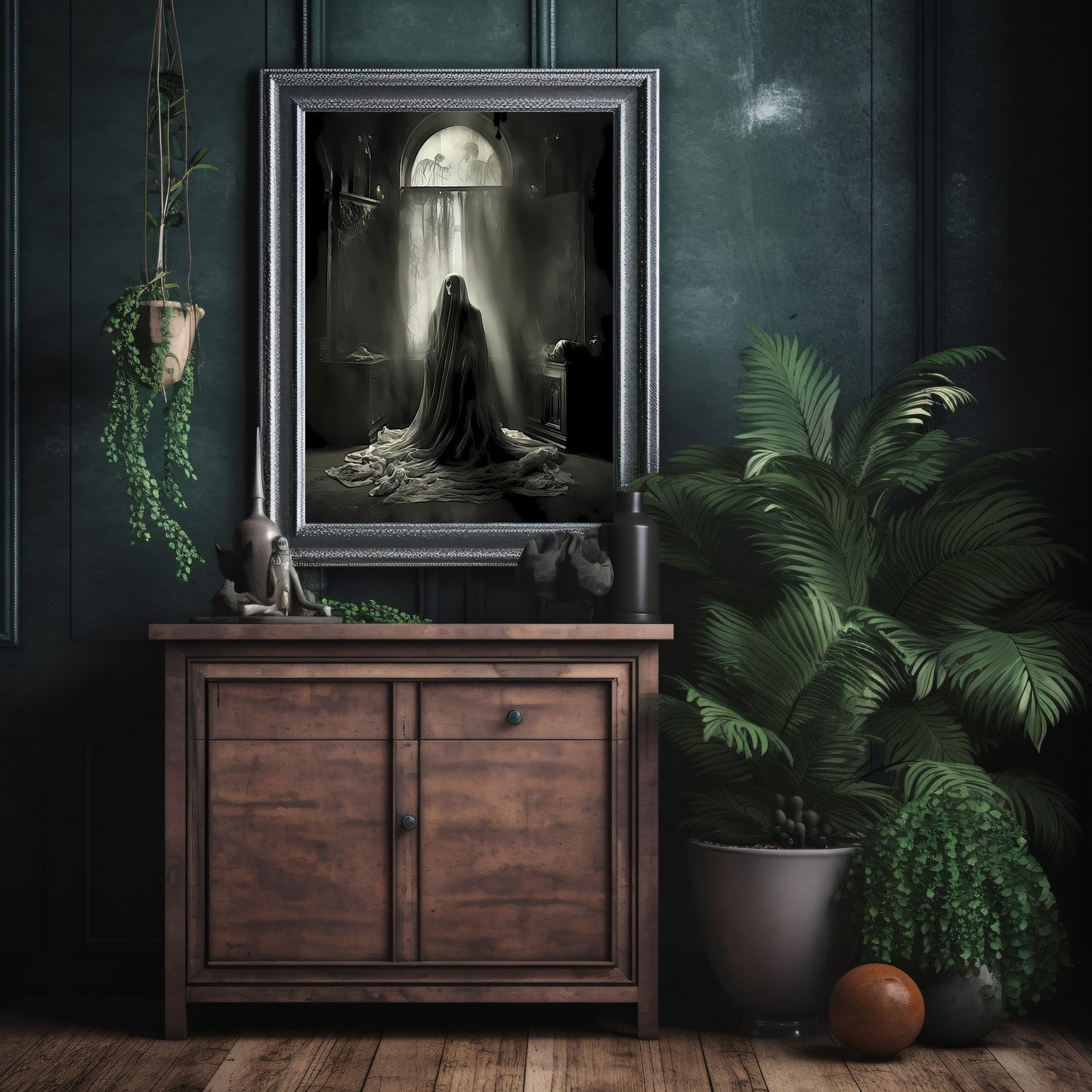 Inside Abandoned Mansion Spukhaus Papier Poster Drucke Dunkle Gruselige Dekoration Gruselige Goth Wandkunst Gemälde Dunkle Cottagecore Gothic Retro Wandkunst