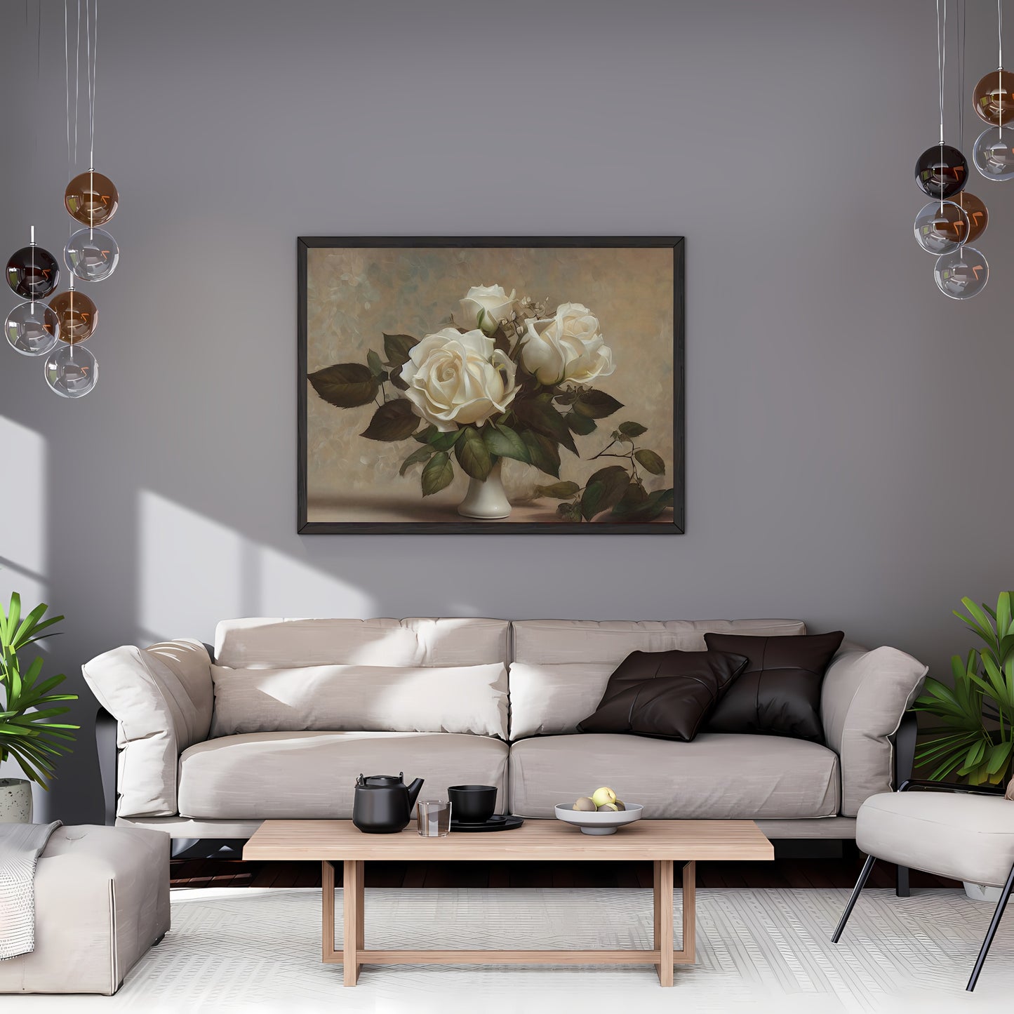 White Roses in vase still life painting Paper Poster Prints vintage art oil painting farmhouse decor floral painting roses painting botanic art