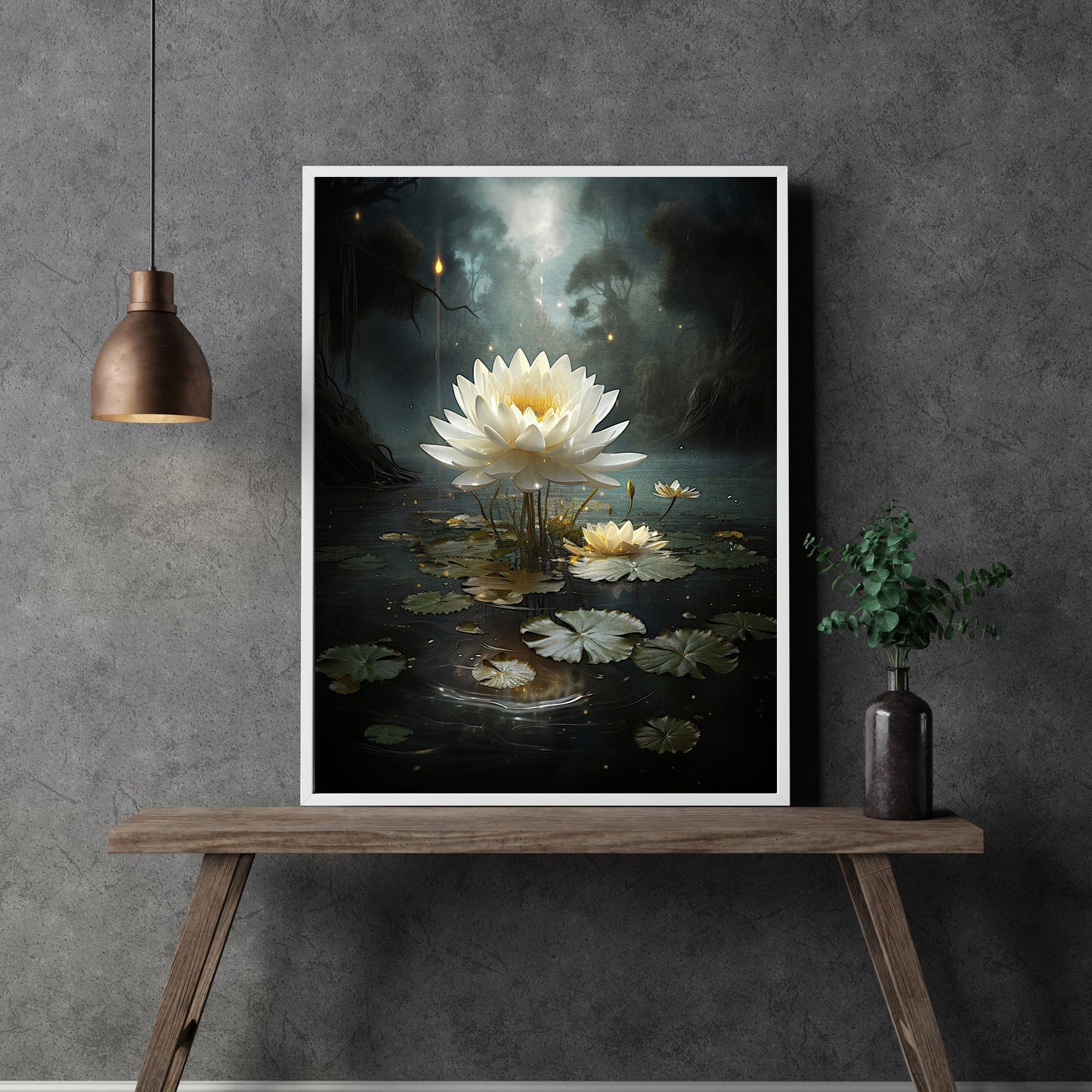 Water Lily Wall Art Magic Dark Academia Artwork Botanical Painting Witchy Art Gift Pond Lily Print Dark Cottagecore Decor Paper Poster Print