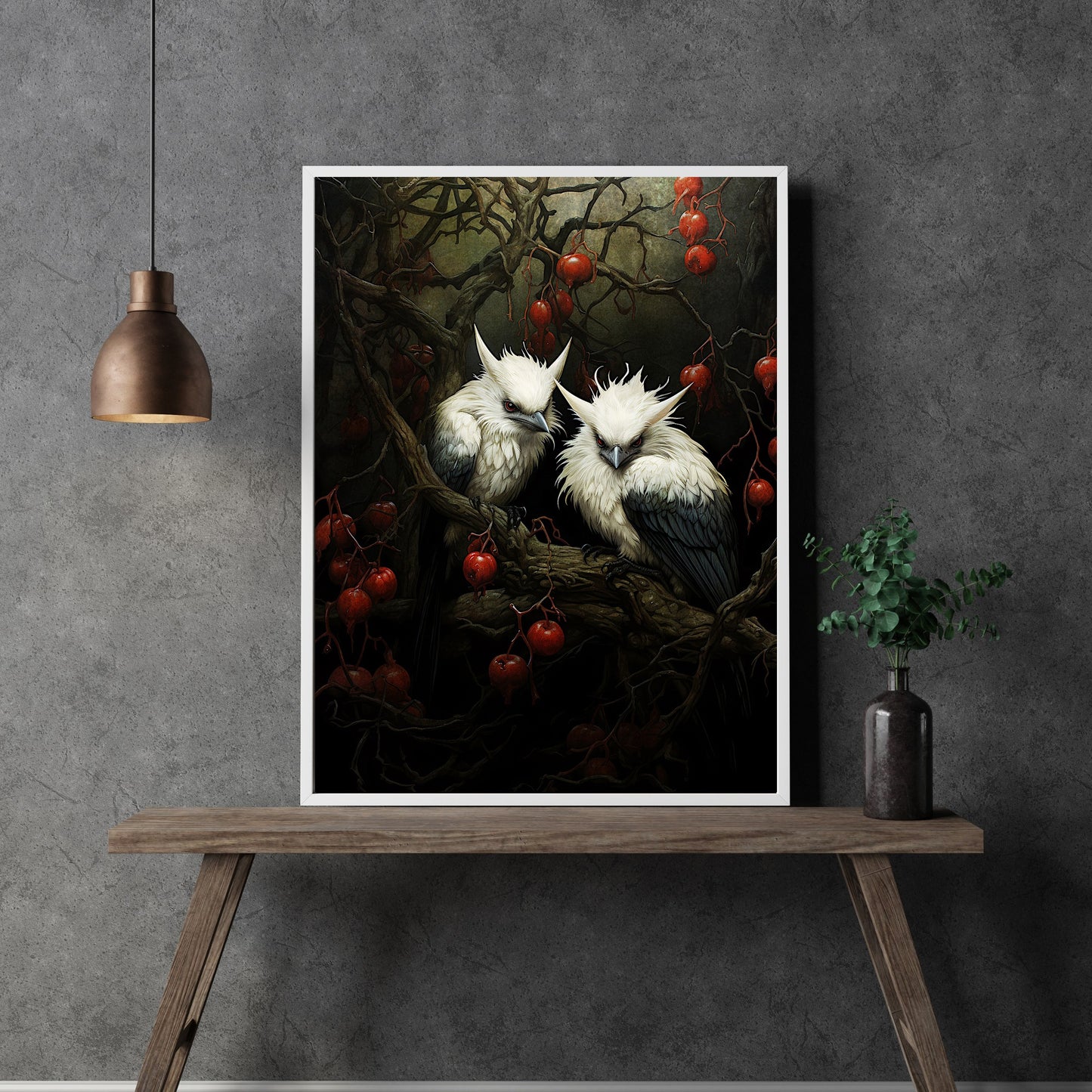 White Birds Haunted Woodland Dark Spooky Decor Creepy Goth Wall Art Painting Dark Cottagecore Gothic Retro Horror Wall Art Paper Poster Print
