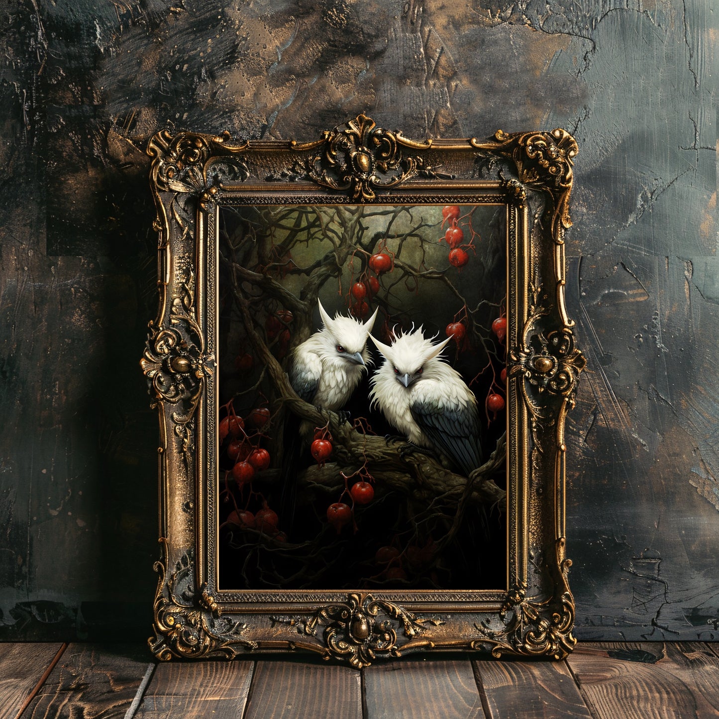 White Birds Haunted Woodland Dark Spooky Decor Creepy Goth Wall Art Painting Dark Cottagecore Gothic Retro Horror Wall Art Paper Poster Print