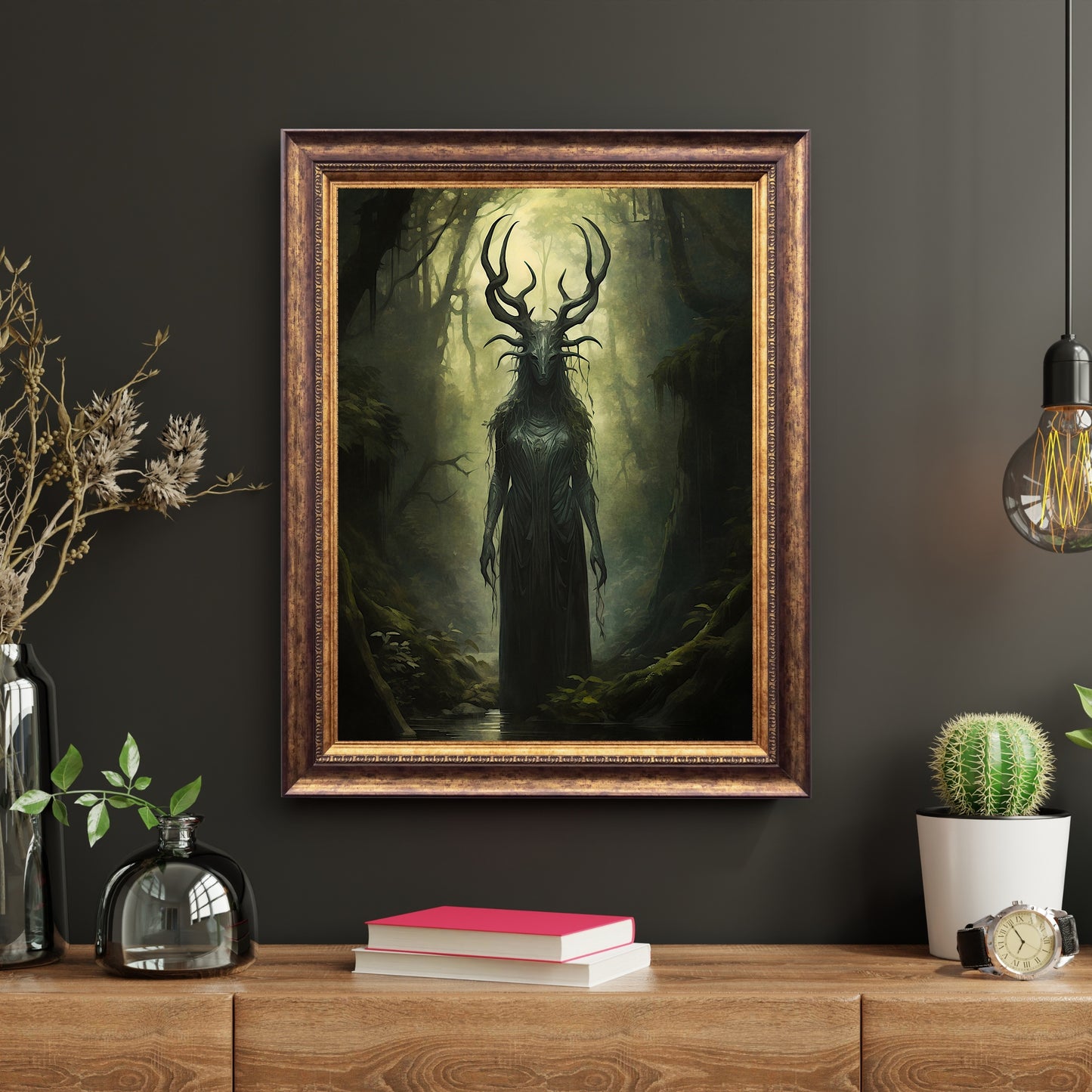 Goddess of Forest Gothic Wall Art Dark Cottagecore Vintage Dark Academia Print Dark Aesthetic Room Decor Gothic Occult Witchcraft Print Paper Poster Print