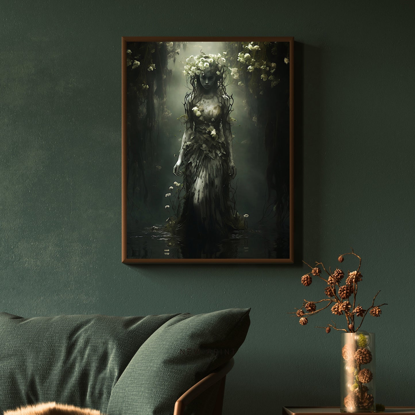 Goddess of Water Dark Cottagecore Wall Art Vintage Dark Academia Print Dark Aesthetic Room Decor Gothic Occult Witchcraft Print Paper Poster Print