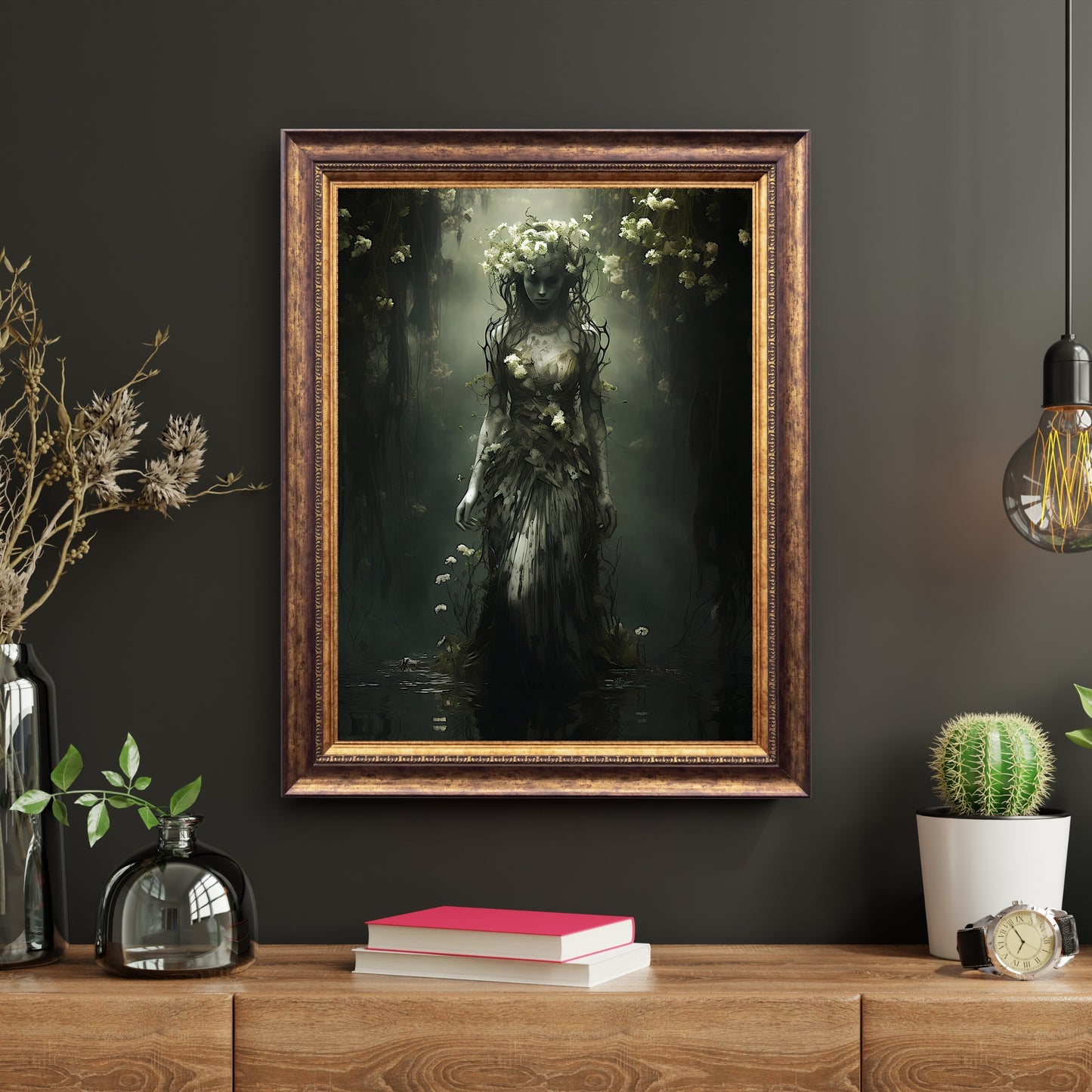 Goddess of Water Dark Cottagecore Wall Art Vintage Dark Academia Print Dark Aesthetic Room Decor Gothic Occult Witchcraft Print Paper Poster Print