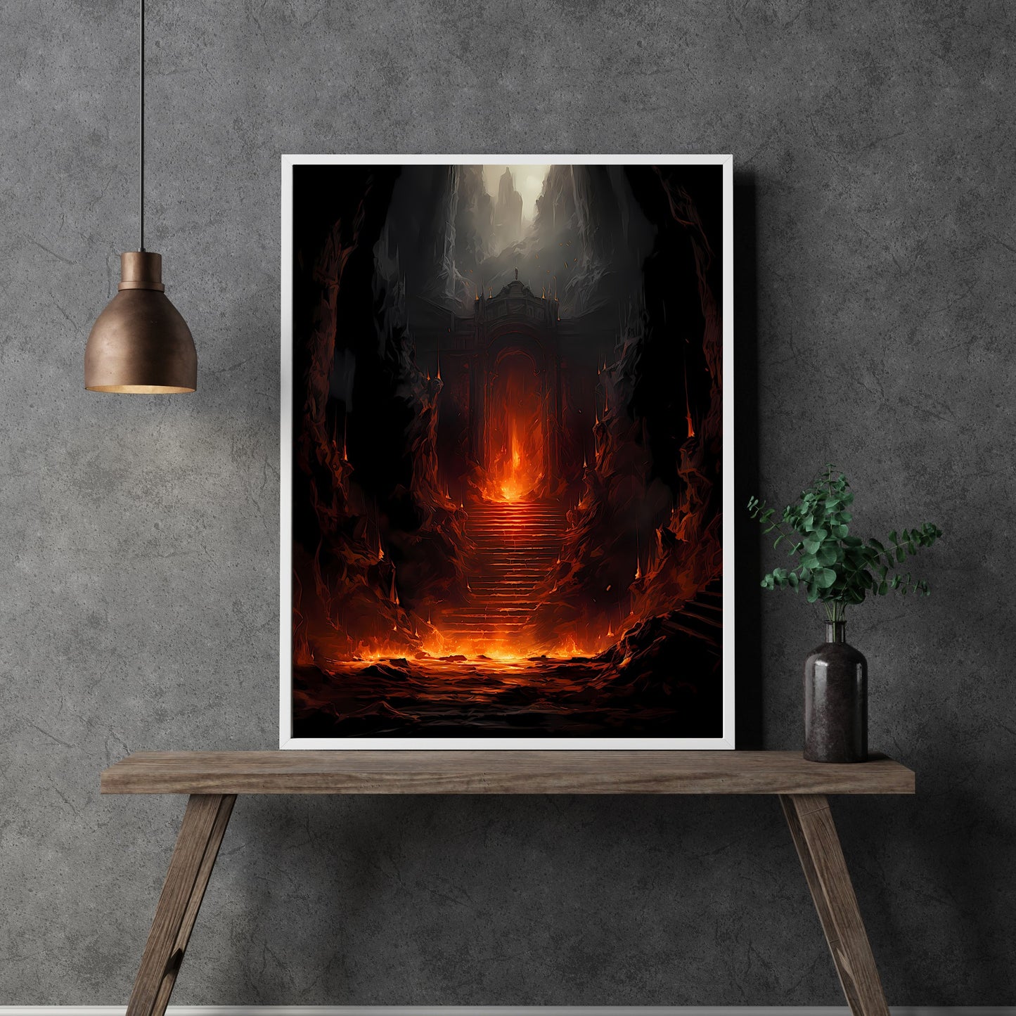 Portal to Hell Wall Art Dark Cottagecore Print Dark Aesthetic Room Decor Gothic Occult Artwork Fire Demon Poster Diablo Print Paper Poster Print