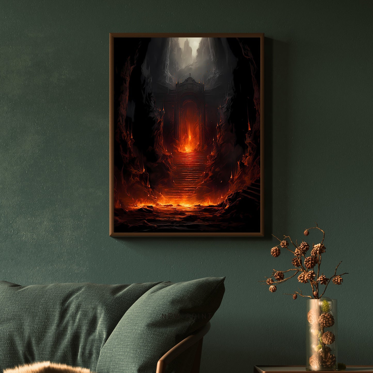 Portal to Hell Wall Art Dark Cottagecore Print Dark Aesthetic Room Decor Gothic Occult Artwork Fire Demon Poster Diablo Print Paper Poster Print