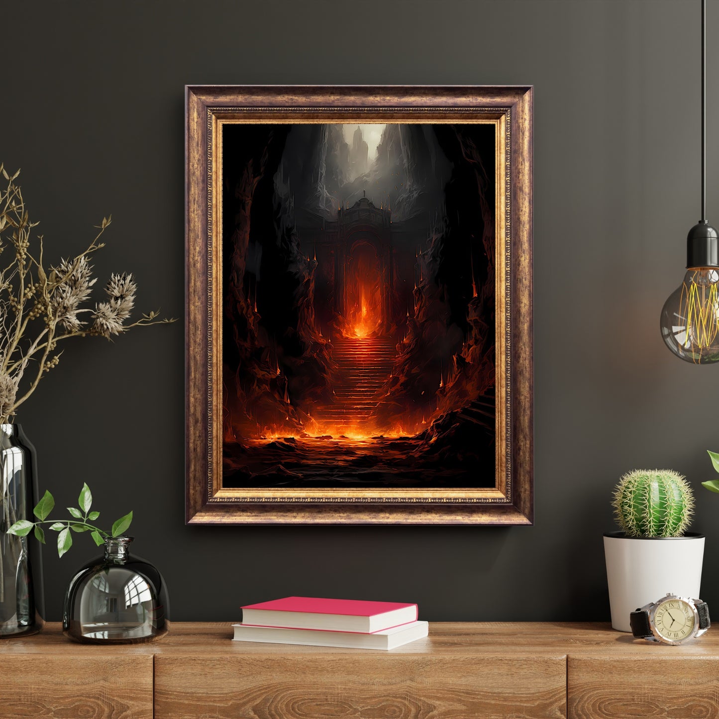 Portal to Hell Wall Art Dark Cottagecore Print Dark Aesthetic Room Decor Gothic Occult Artwork Fire Demon Poster Diablo Print Paper Poster Print