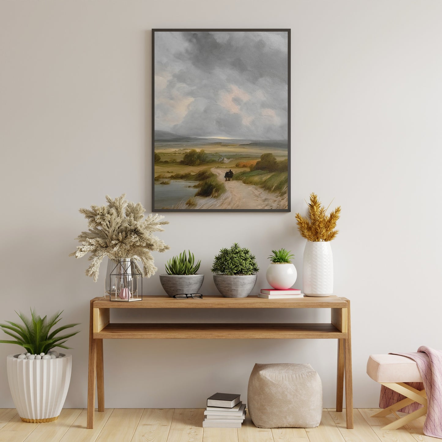Vintage Countryside vintage art Paper Poster Prints oil painting landscape art moody art nature art print stormy clouds