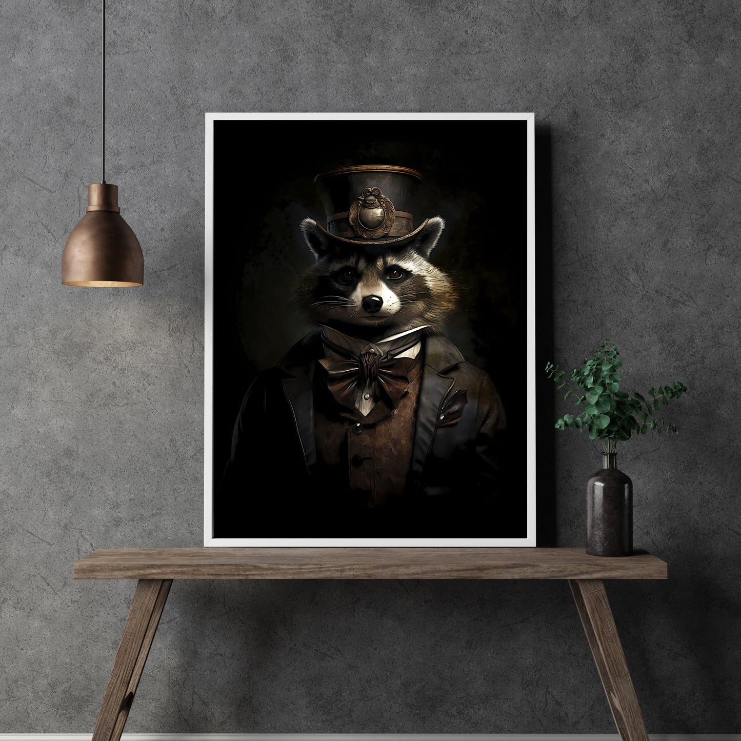 Victorian Raccoon Gentleman Wall Art Dark Cottagecore Vintage Animal Portrait Witchy Decor Gothic Dark Academia Raccoon Lover Paper Poster Print
