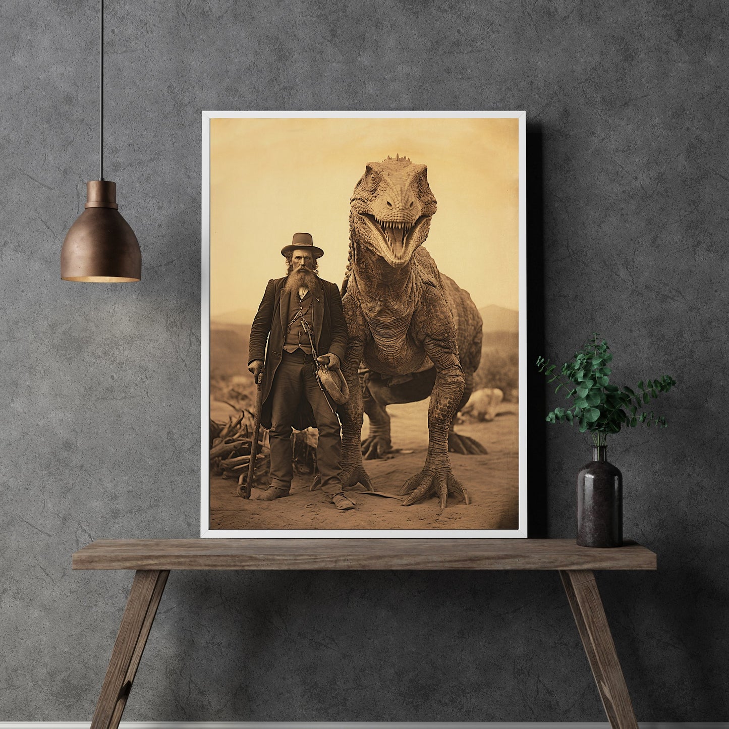 Wild West Dinosaur Wall Art Vintage Photography Witchy Decor Gothic Jurassic Poster Dark Cottagecore Dark Academia Home Print Paper Poster Print