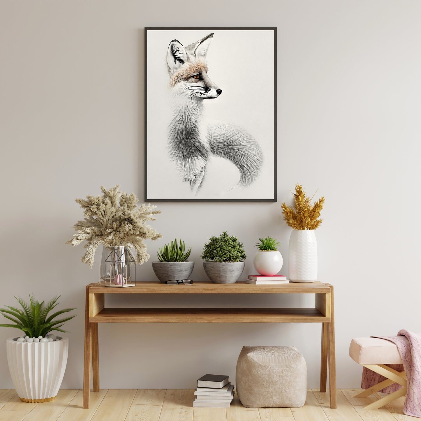 Red Fox Sketch Paper Poster Prints vintage etching, pencil sketch, minimalist art, nature drawing, animal sketch, red fox sketch