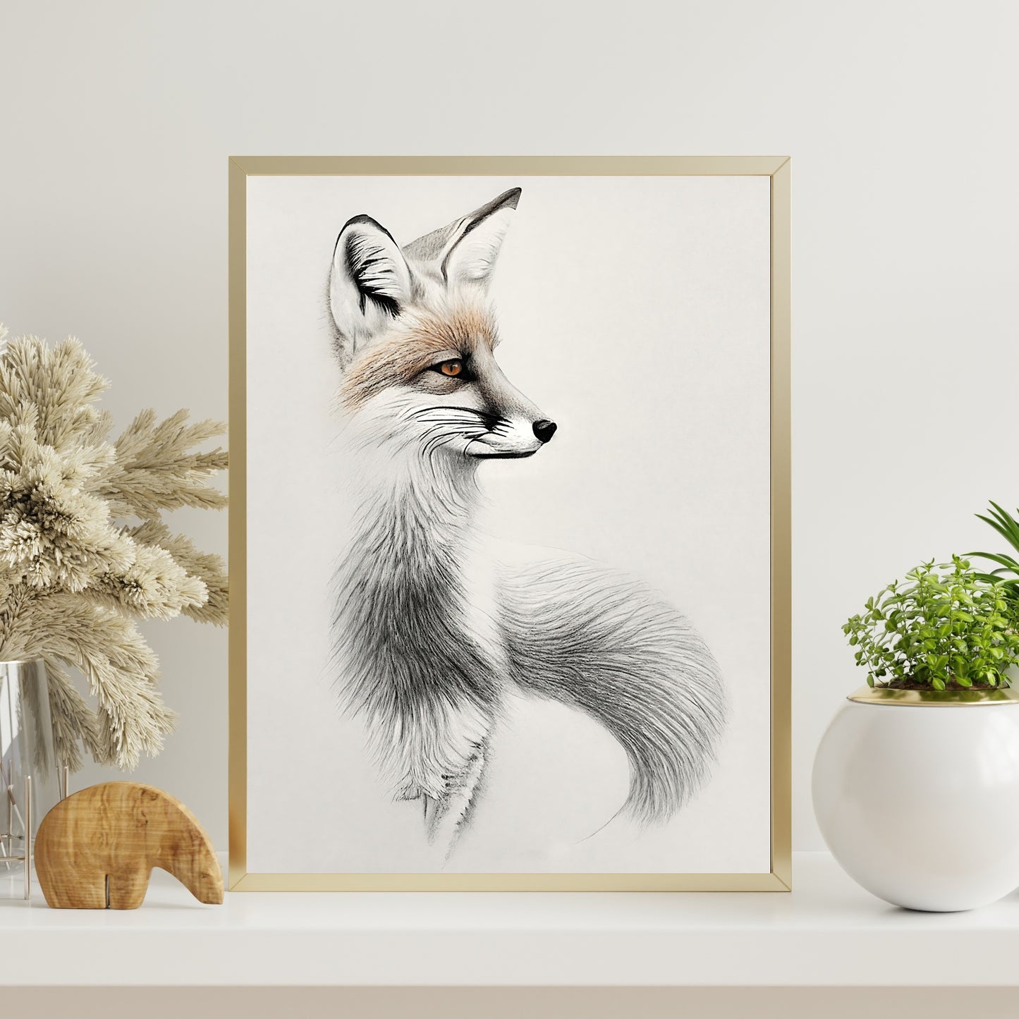 Red Fox Sketch Paper Poster Prints vintage etching, pencil sketch, minimalist art, nature drawing, animal sketch, red fox sketch