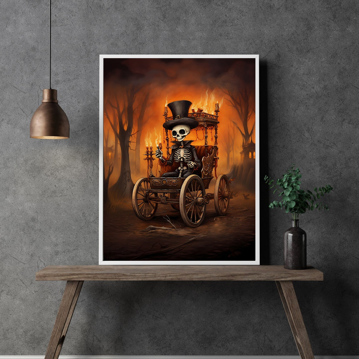 Victorian Fire Rider Halloween Wall Art Vintage Oil Painting Spooky Decor Dark Cottagecore Gothic Poster Dark Academia Art Paper Poster Print