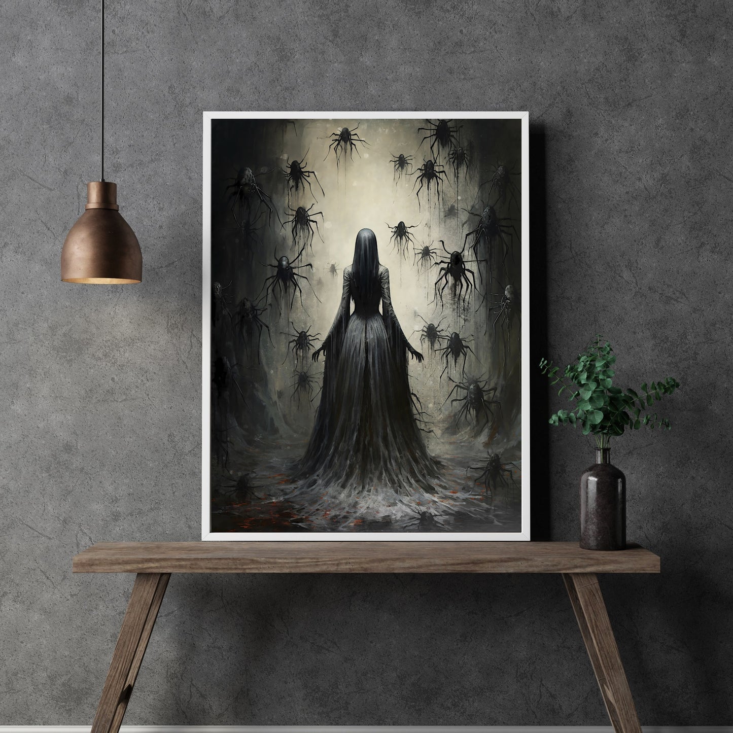 Königin der Spinnen Wandkunst Moody Painting Dark Cottagecore Dekor Gothic Poster Dark Academia Art Witchy Spooky Halloween Papier Poster Drucke