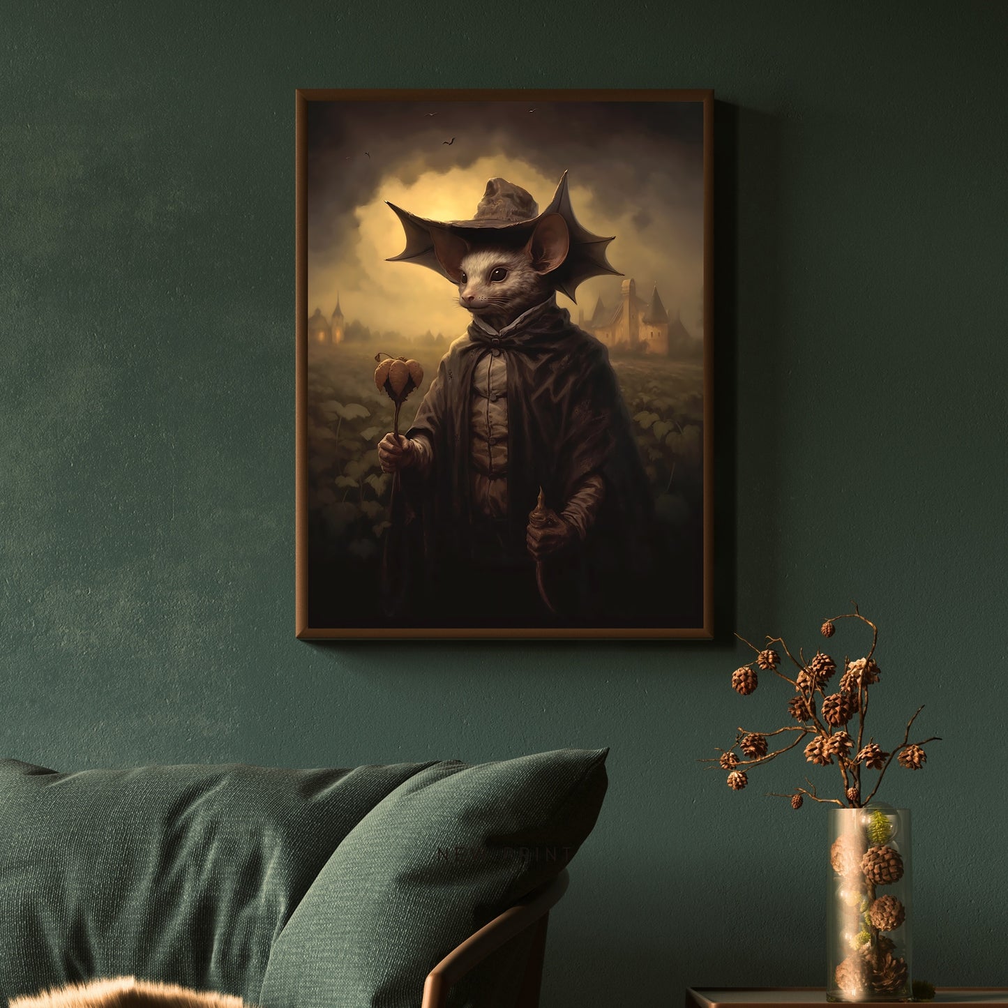 Bat Monk Gothic Portrait Gothic Wall Art Vintage Dark Academia Print Dark Aesthetic Room Decor Victorian Monk Historic Portrait Artwork Paper Poster Prints