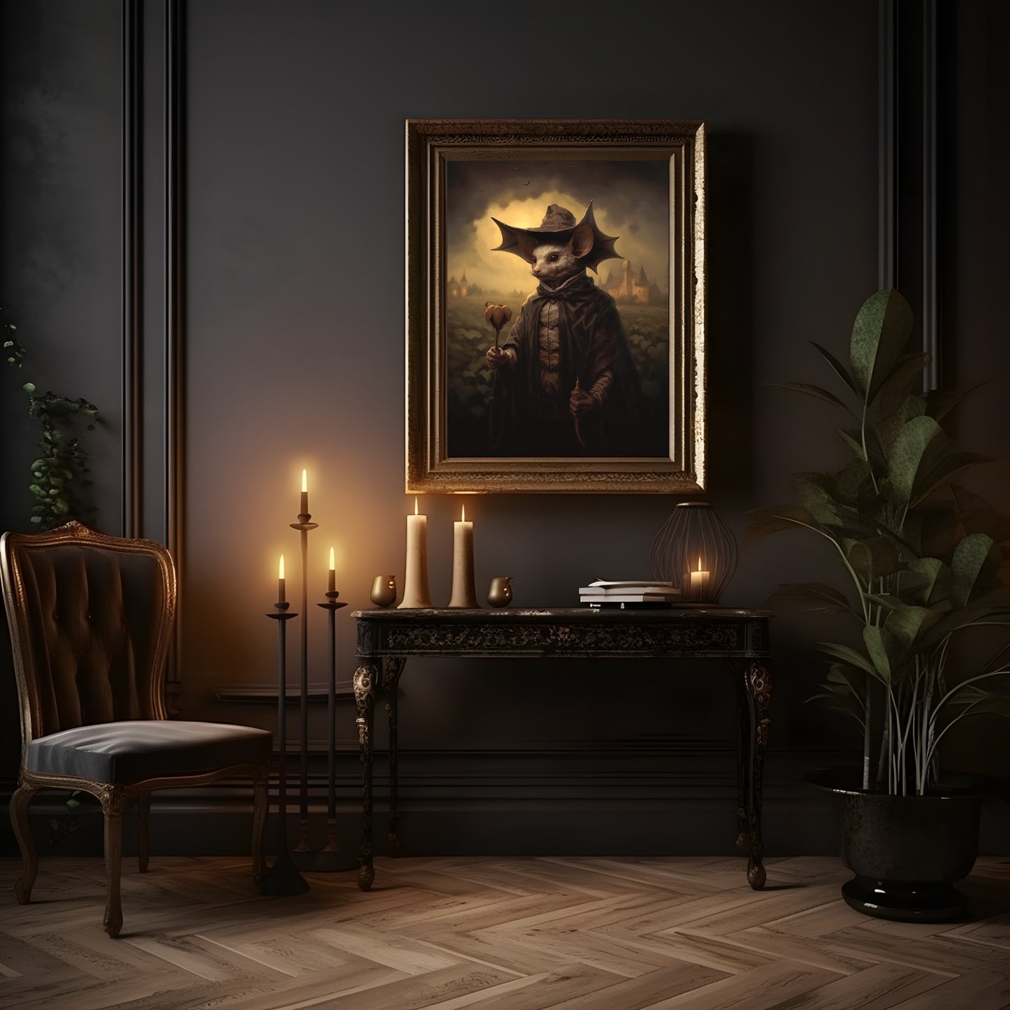 Bat Monk Gothic Portrait Gothic Wall Art Vintage Dark Academia Print Dark Aesthetic Room Decor Victorian Monk Historic Portrait Artwork Paper Poster Prints