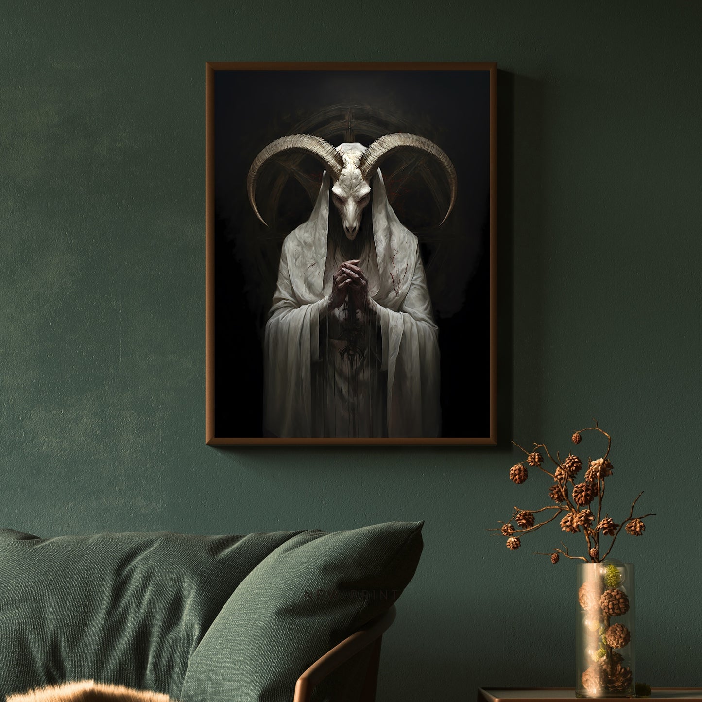 Cult of Baphomet Gothic Wall Art Dark Gothic Print Dark Aesthetic Room Decor Occult Esoteric Artwork Witchcraft Altar Decor Satanic Art Paper Poster Print
