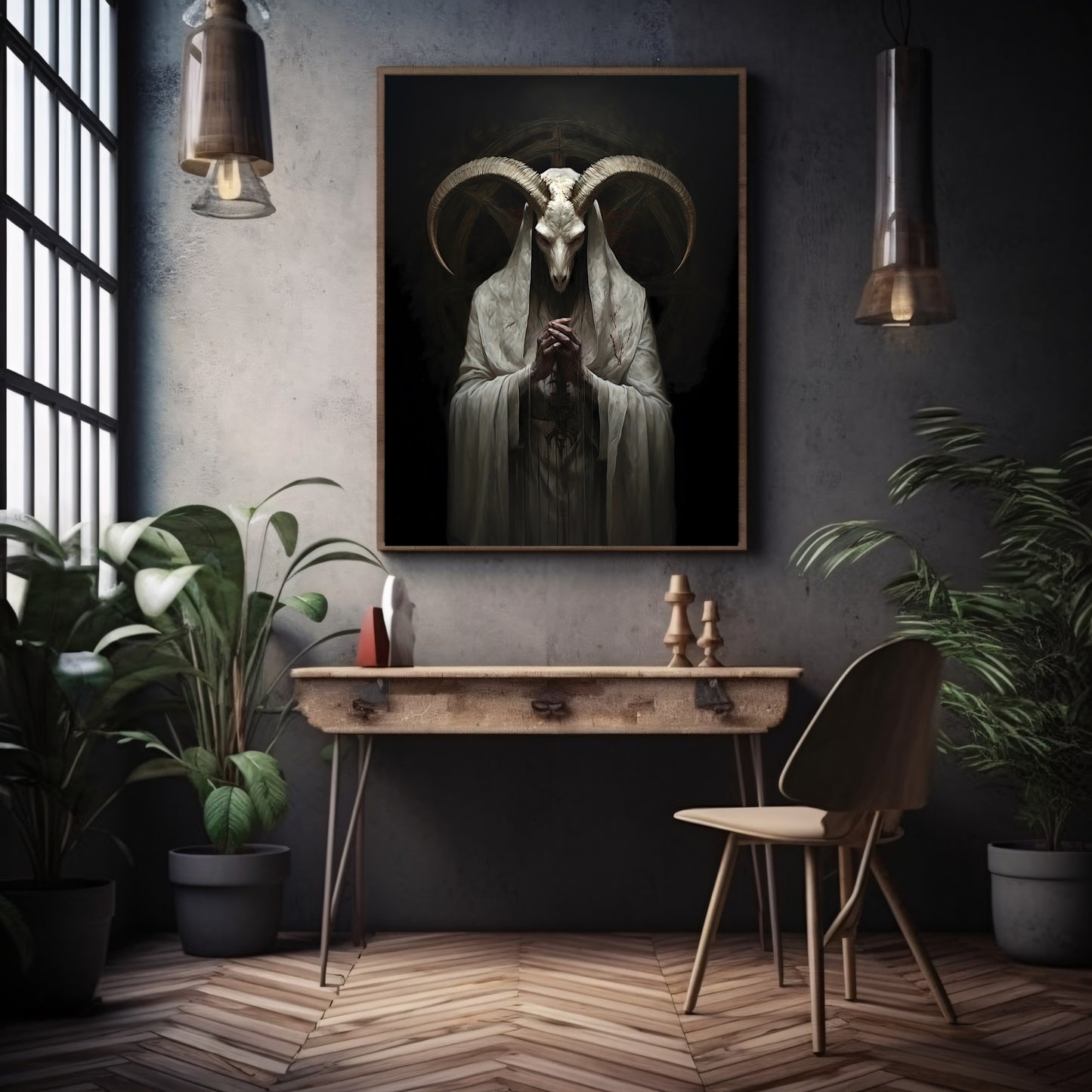 Cult of Baphomet Gothic Wall Art Dark Gothic Print Dark Aesthetic Room Decor Occult Esoteric Artwork Witchcraft Altar Decor Satanic Art Paper Poster Print