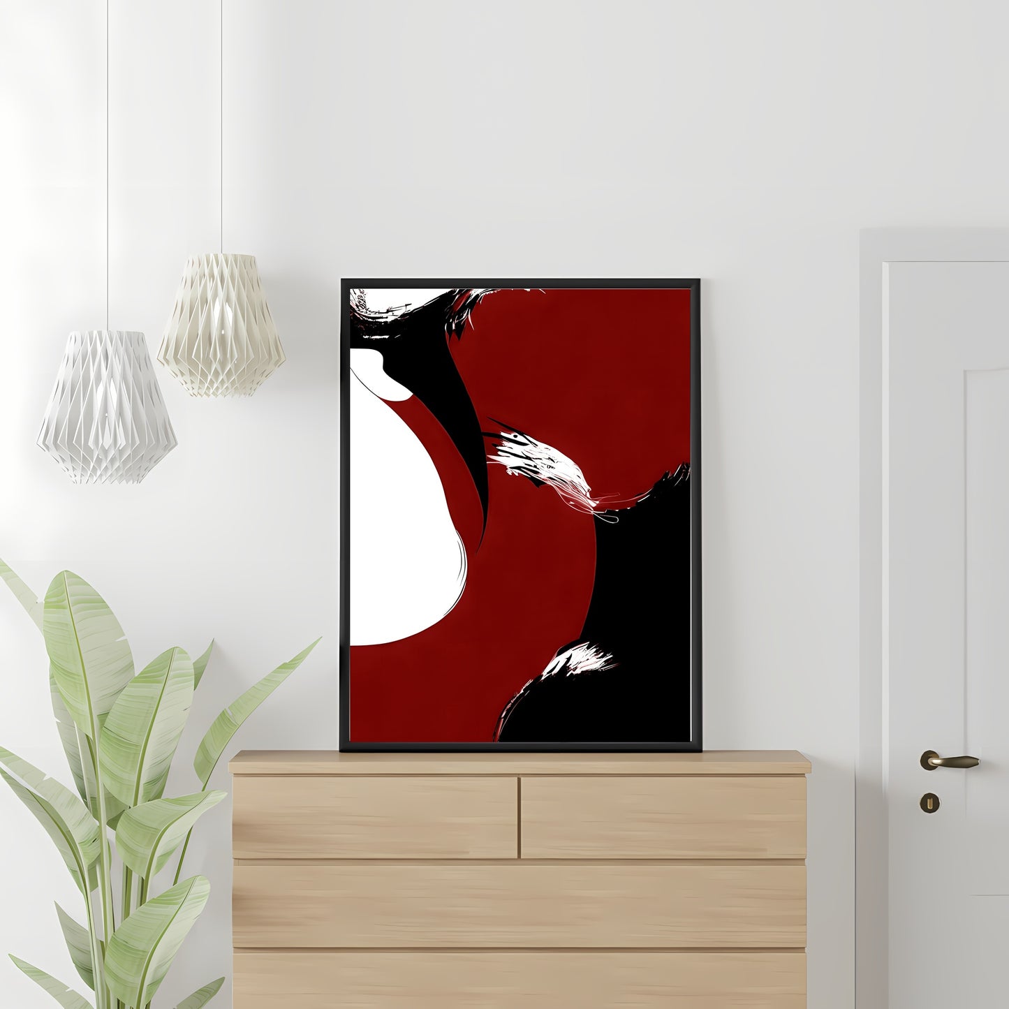 Abstrakte Wandkunst rot schwarz weiß moderner minimalistischer Kunstdruck Schlafzimmerdekor große moderne Kunst Wandkunst Papier Posterdruck