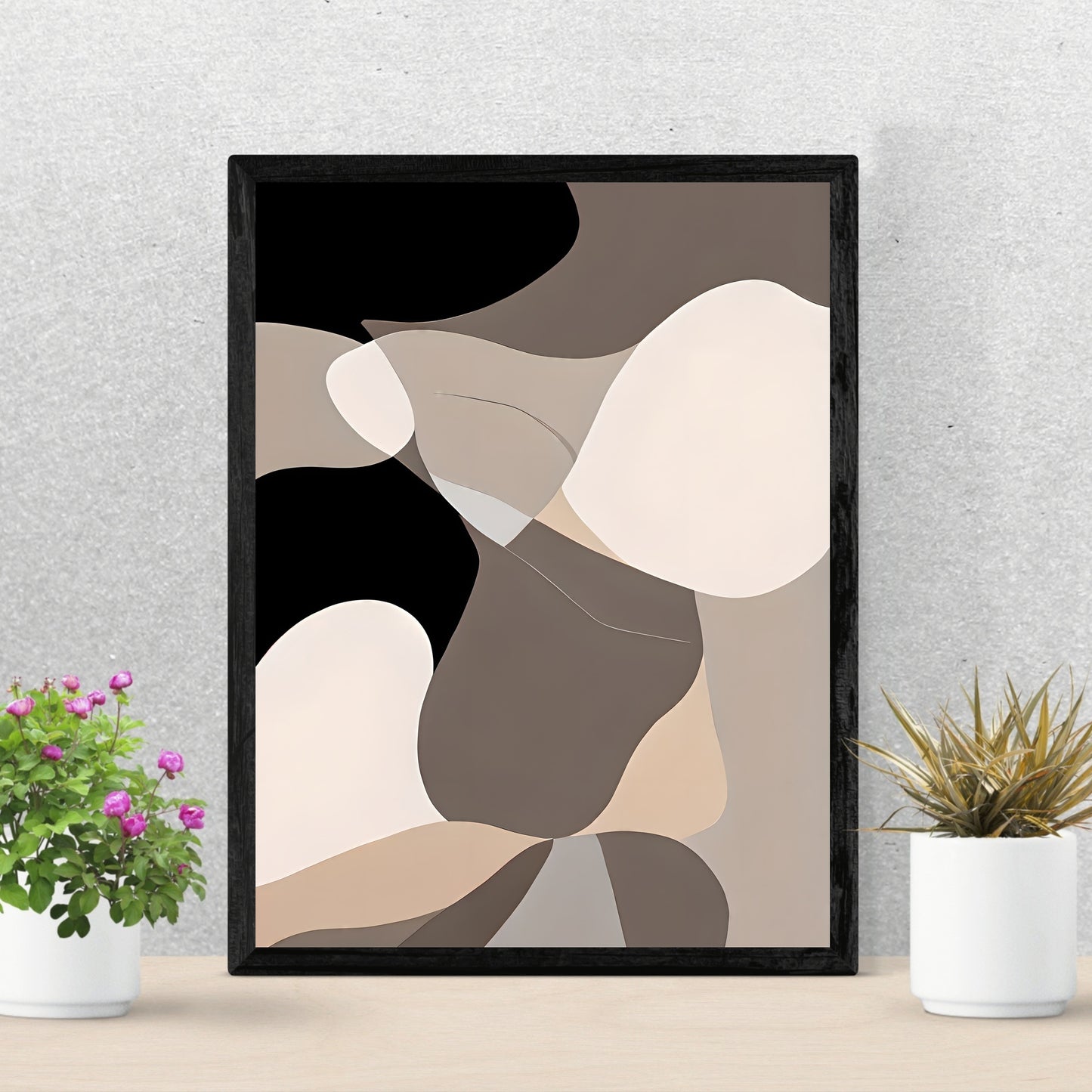 Abstrakte Wandkunst beige schwarz weiß moderner minimalistischer Kunstdruck Schlafzimmer Dekor nordische Kunst Papier Posterdruck