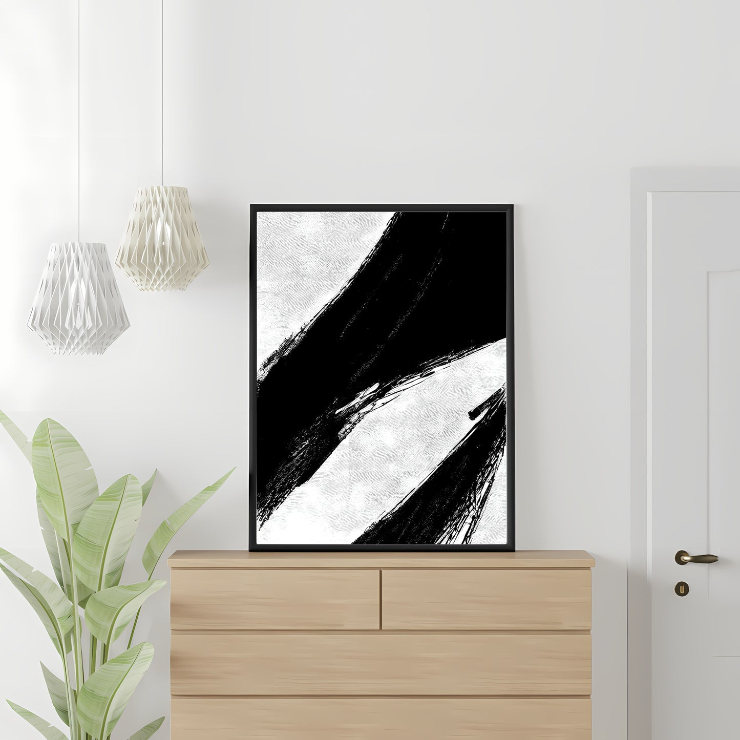 Abstrakte Wandkunst in Schwarz und Weiß, moderner minimalistischer Kunstdruck, Schlafzimmerdekor, nordischer Kunstpapier-Posterdruck