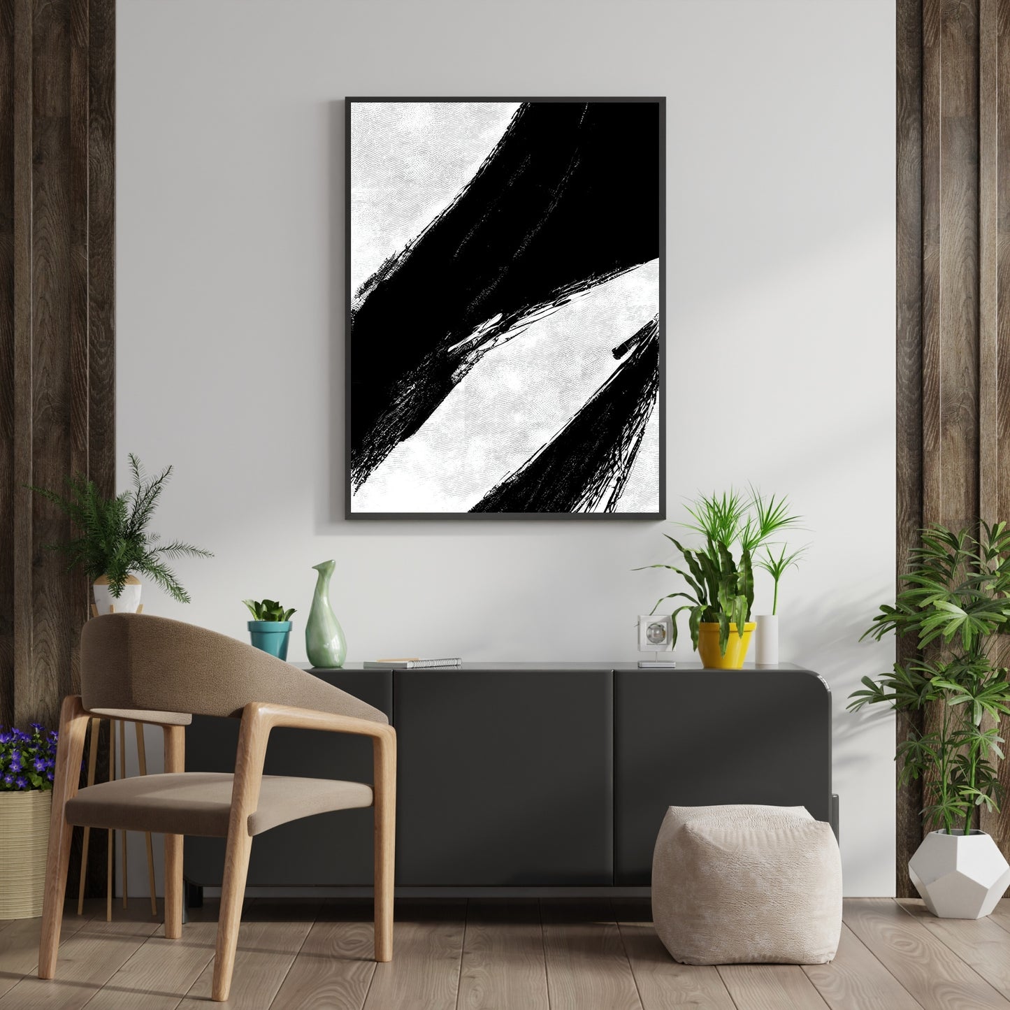 Abstrakte Wandkunst in Schwarz und Weiß, moderner minimalistischer Kunstdruck, Schlafzimmerdekor, nordischer Kunstpapier-Posterdruck