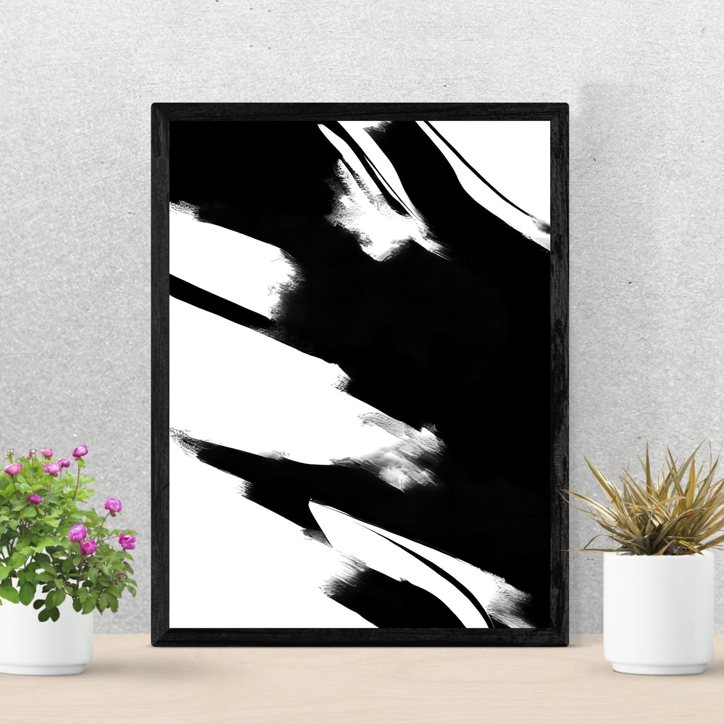 Abstract wall art black and white modern minimalist artprint bedroom decor nordic art Paper Poster Print