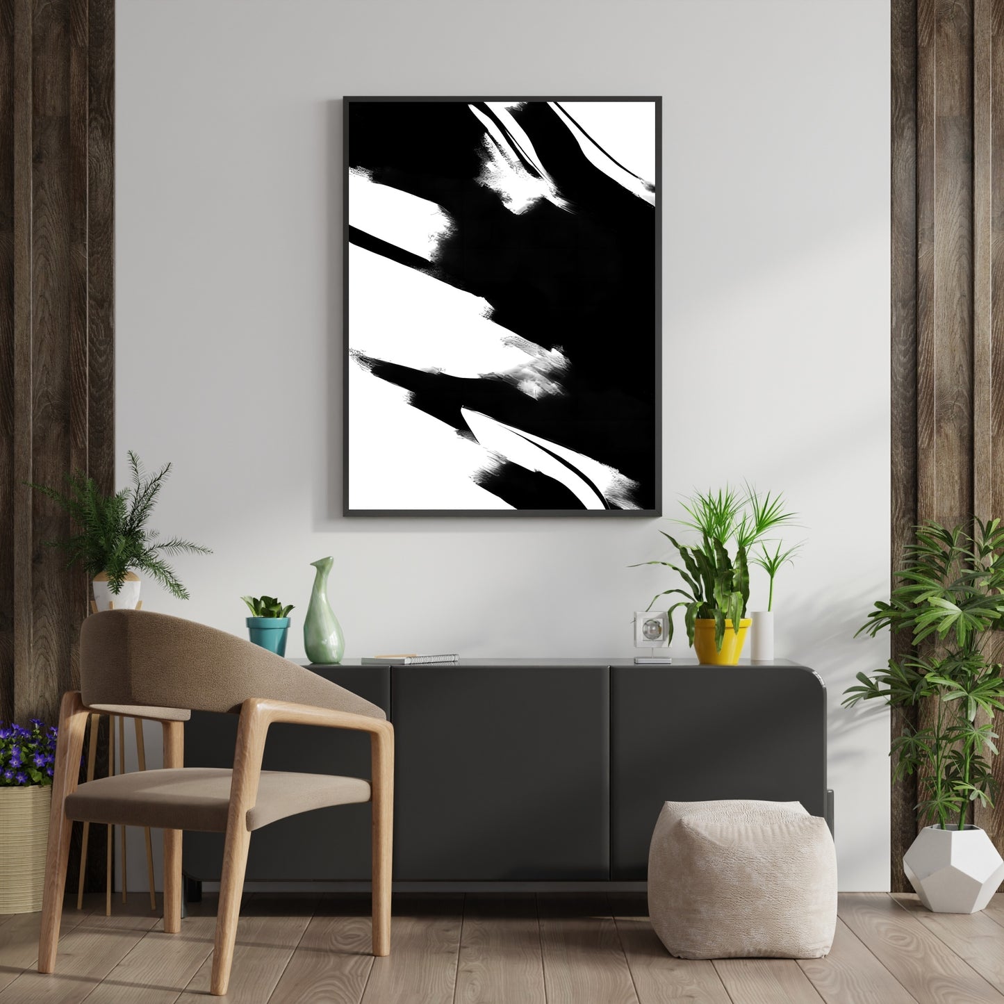 Abstrakte Wandkunst in Schwarz und Weiß, moderner minimalistischer Kunstdruck, Schlafzimmerdekor, nordischer Kunstpapier-Posterdruck