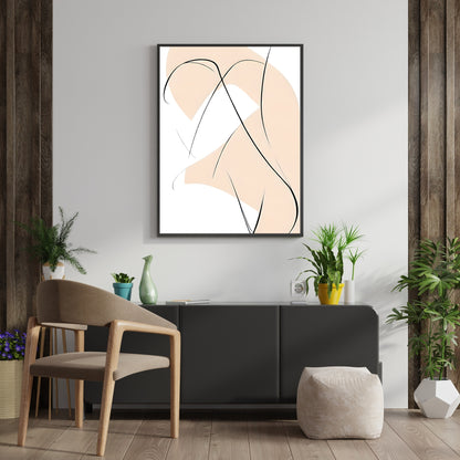 Abstract wall beige pink white modern minimalist artprint bedroom decor neutral tones Paper Poster Print
