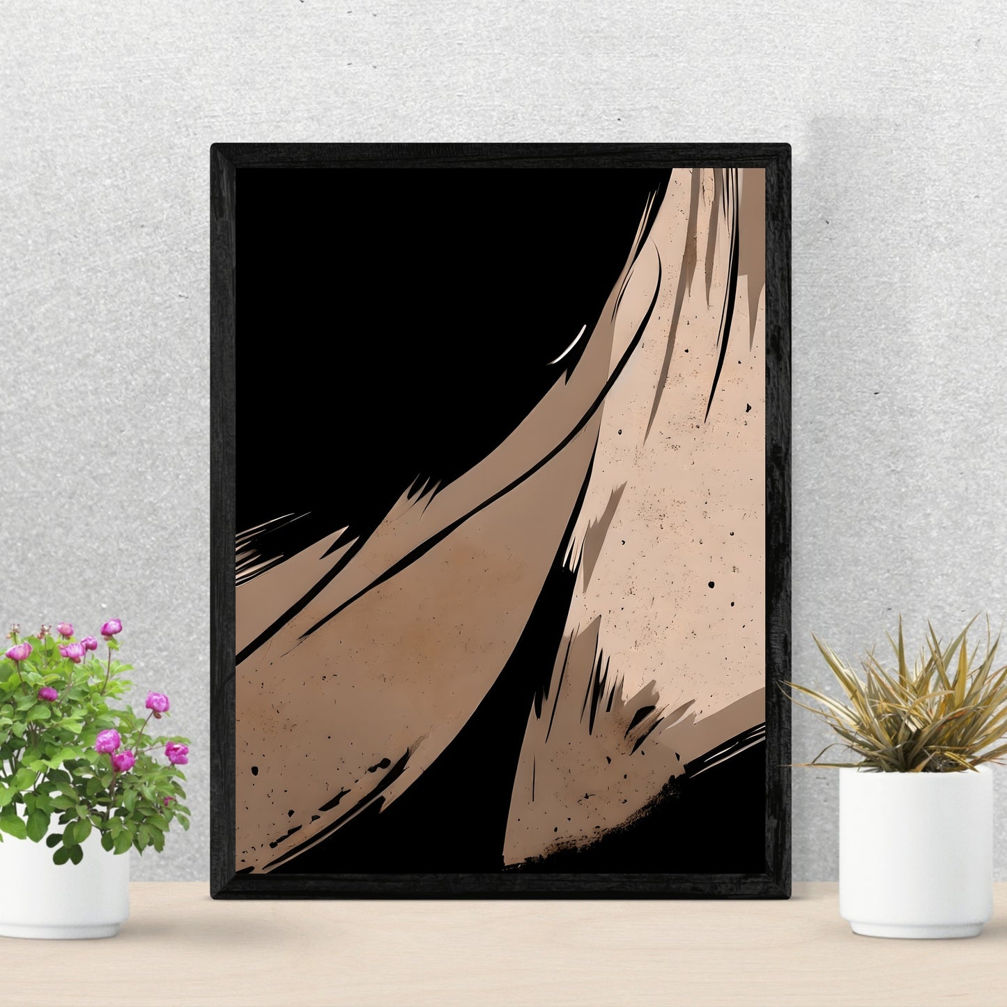 Abstrakte Wandkunst beige schwarz moderner minimalistischer Kunstdruck Schlafzimmerdekor nordische Kunst Papierposterdrucke